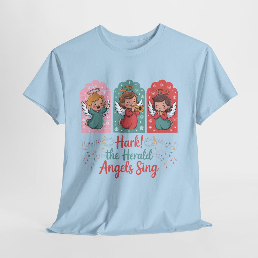 Hark! The Herald Angels Sing Tee — Three Singing Angels Christmas Unisex Cotton T-Shirt
