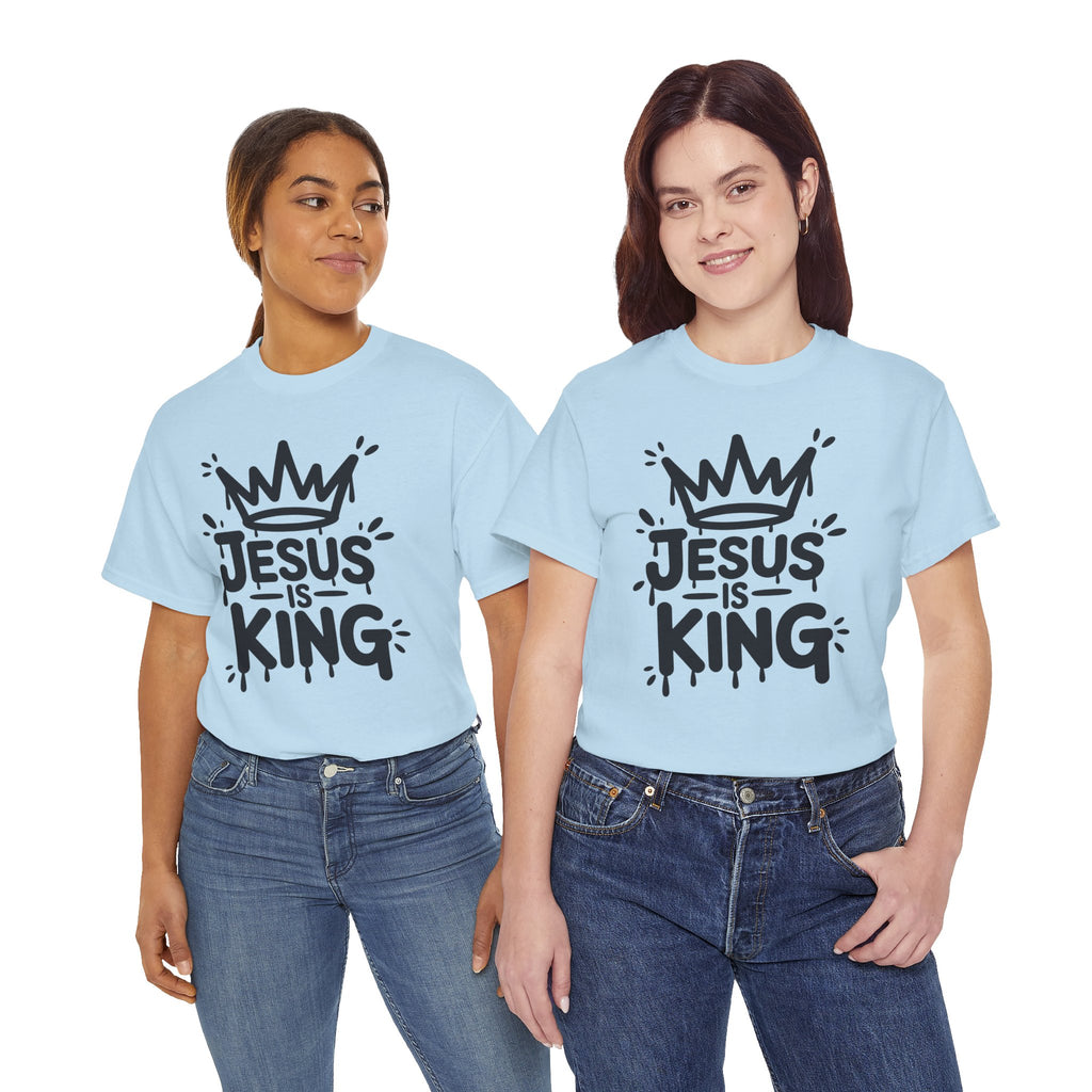 Jesus Is King Crown T-Shirt — Minimalist Christian Unisex Cotton Tee
