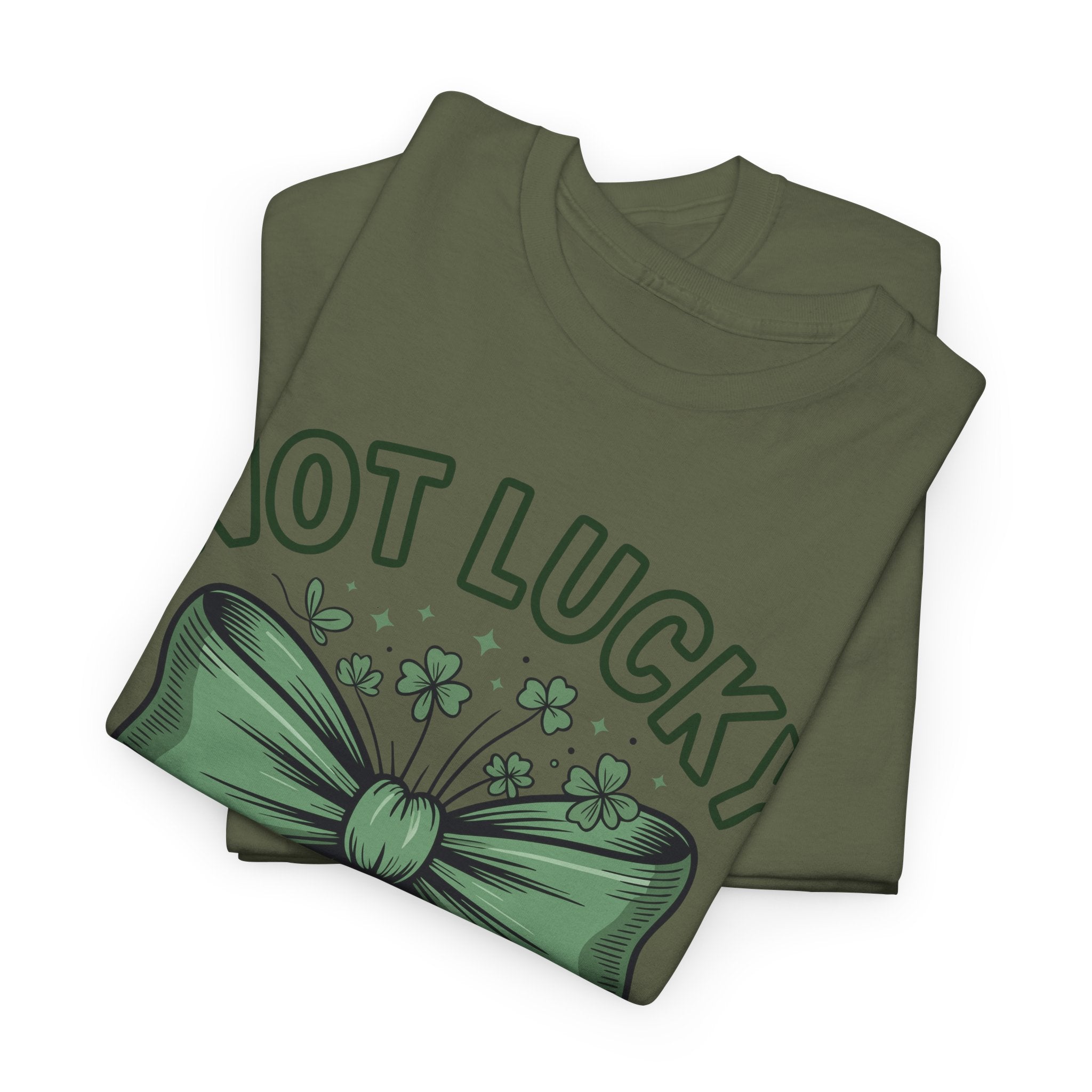 Not Lucky, Simply Blessed T-Shirt — Green Bow & Clovers St. Patrick’s Unisex Cotton Tee