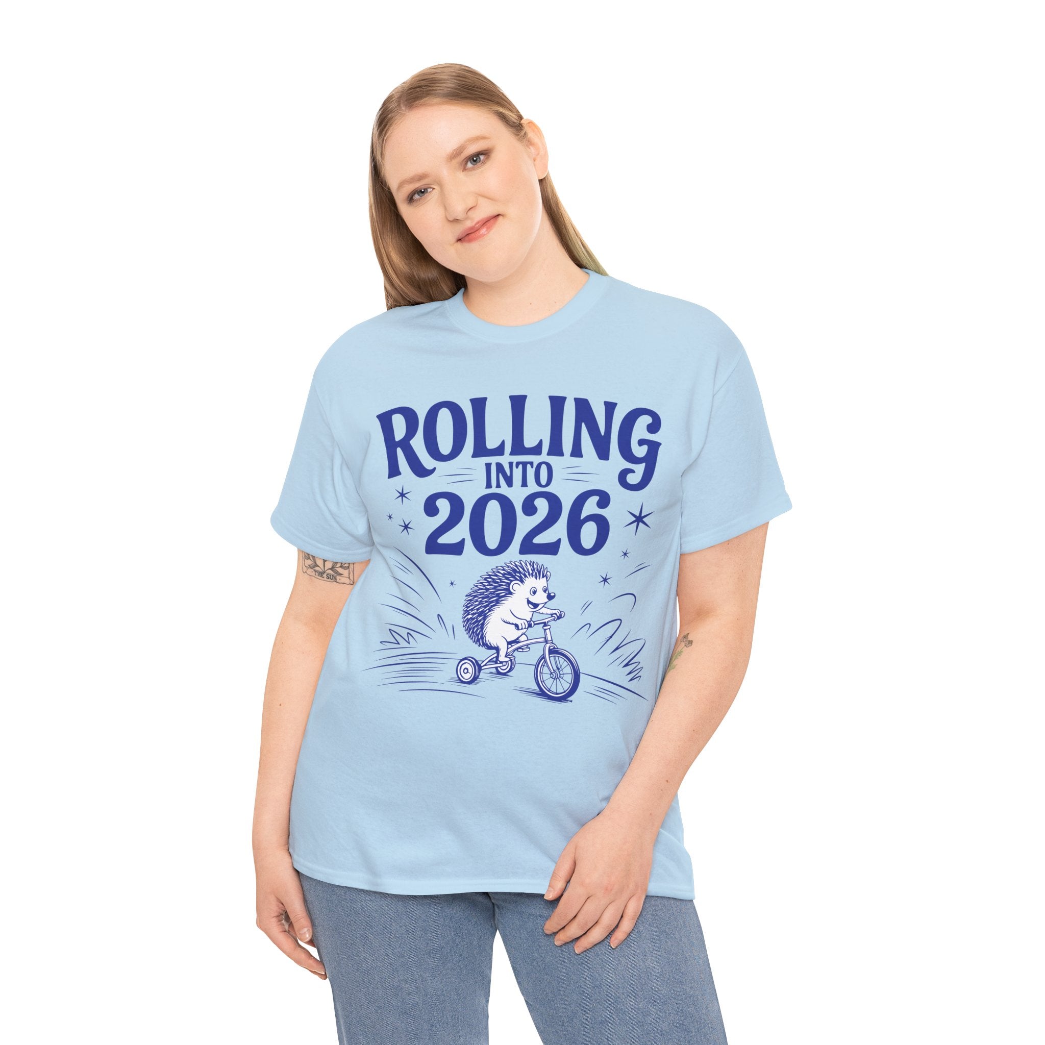 Rolling Into 2026 Hedgehog Tricycle Unisex Cotton Tee