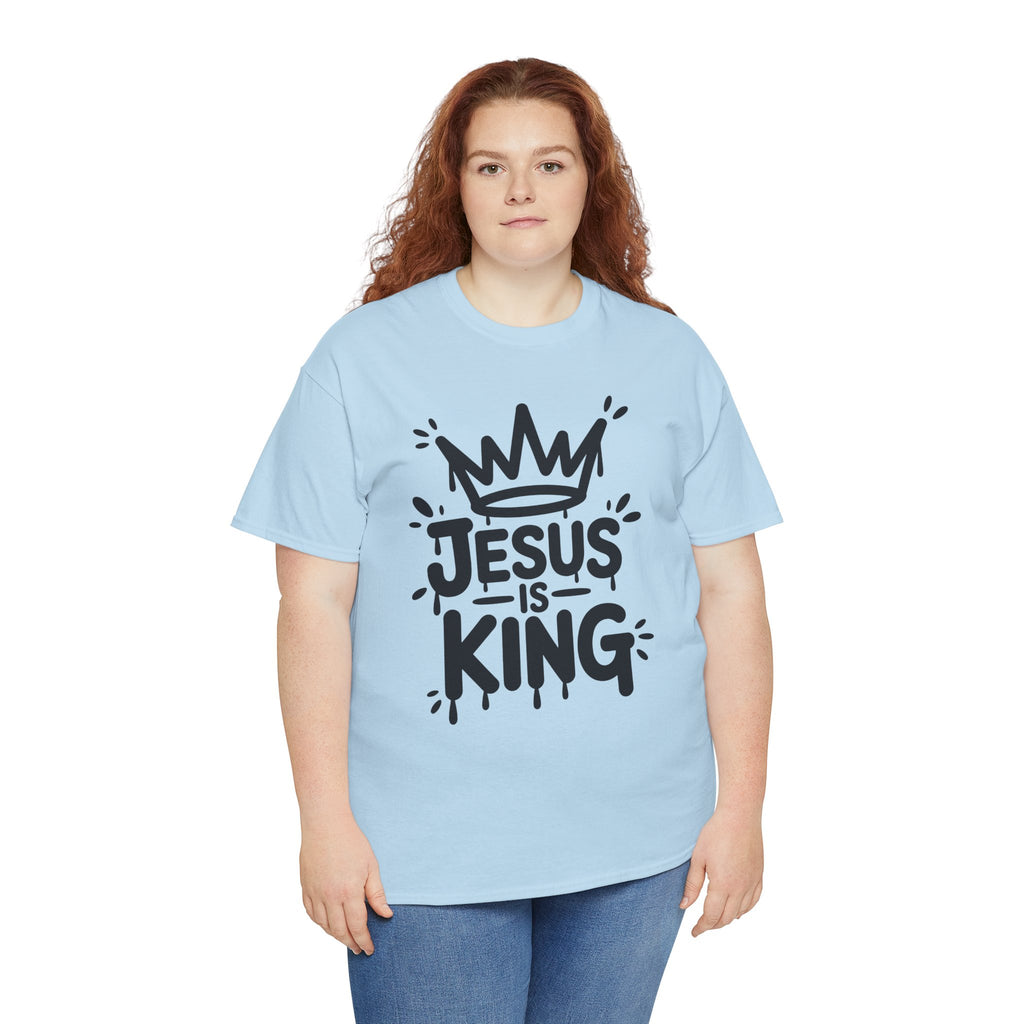 Jesus Is King Crown T-Shirt — Minimalist Christian Unisex Cotton Tee