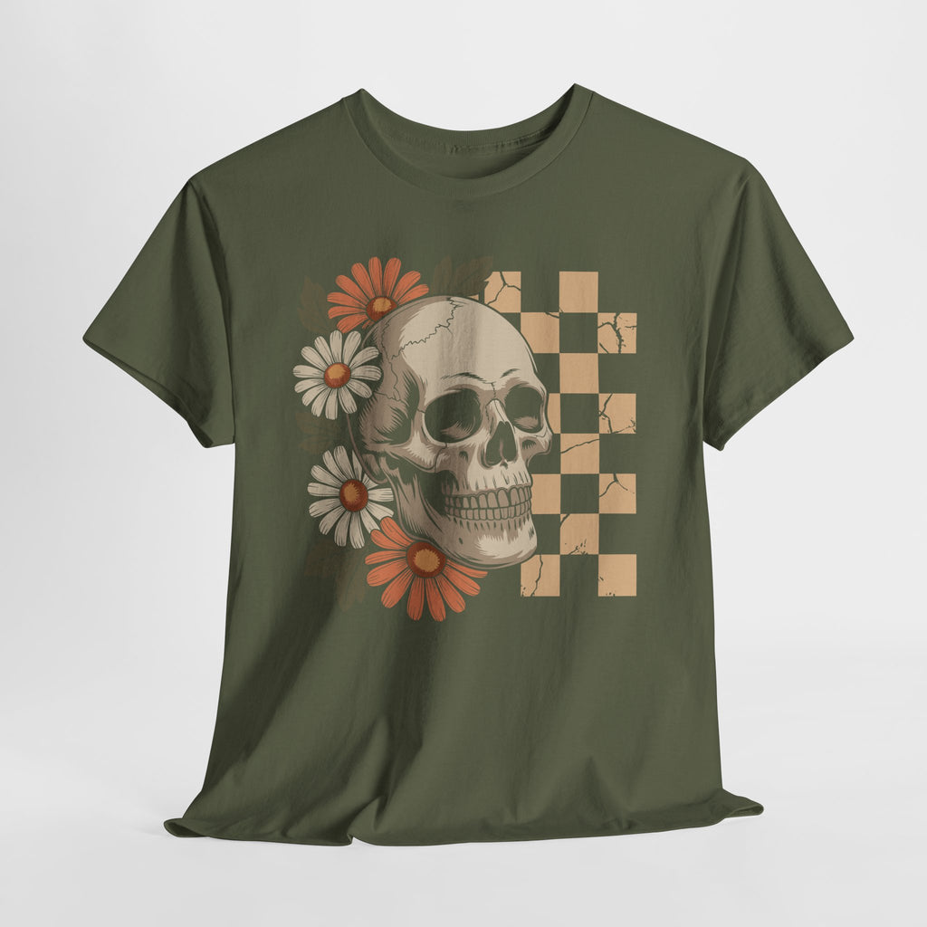 Skull Daisy Unisex Cotton Tshirt