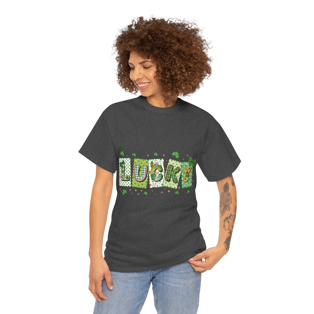 Lucky Patchwork Plaid Clover Tee — St. Patrick’s Day Unisex Cotton T-Shirt
