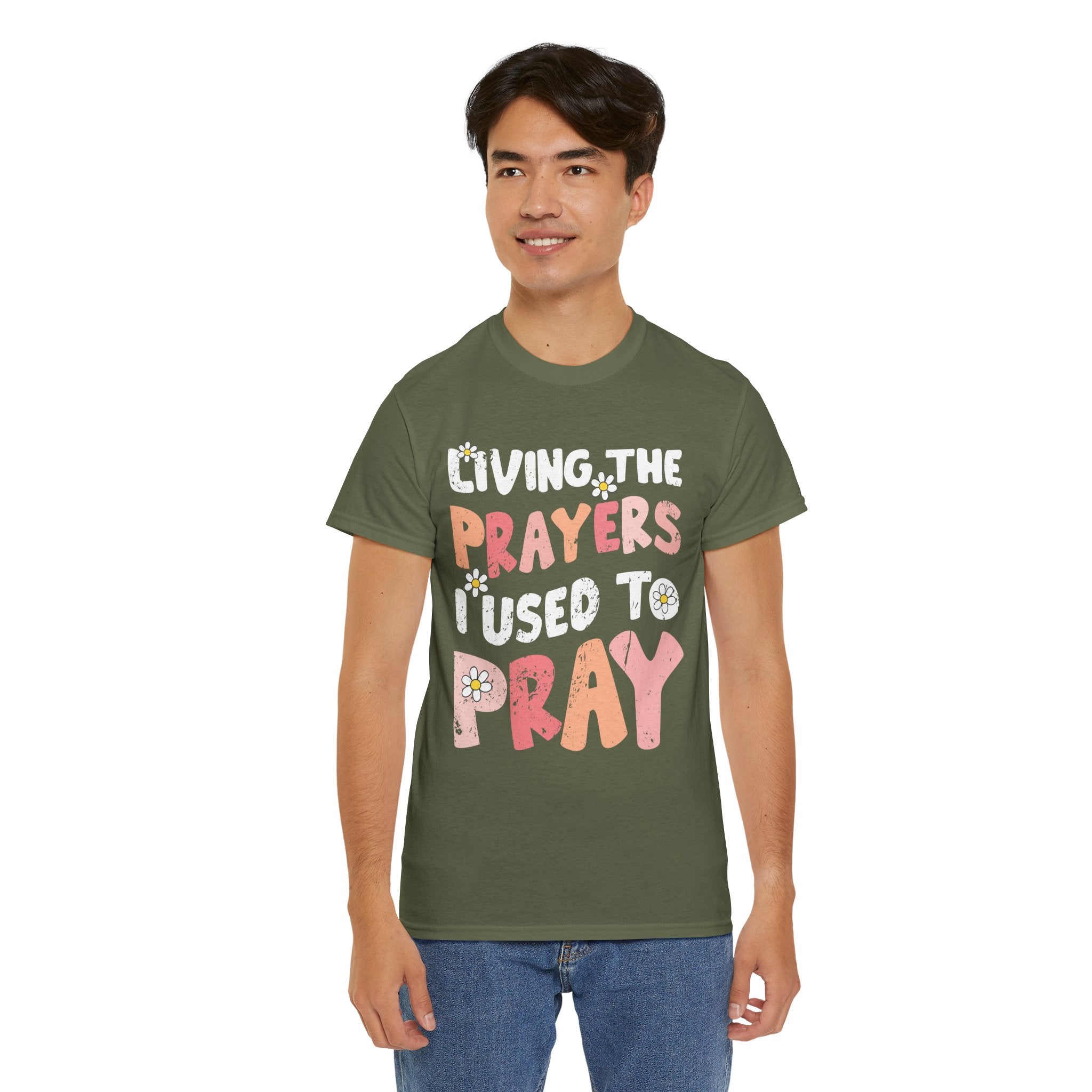 “Living the Prayers I Used to Pray” Daisy Unisex Cotton T-Shirt