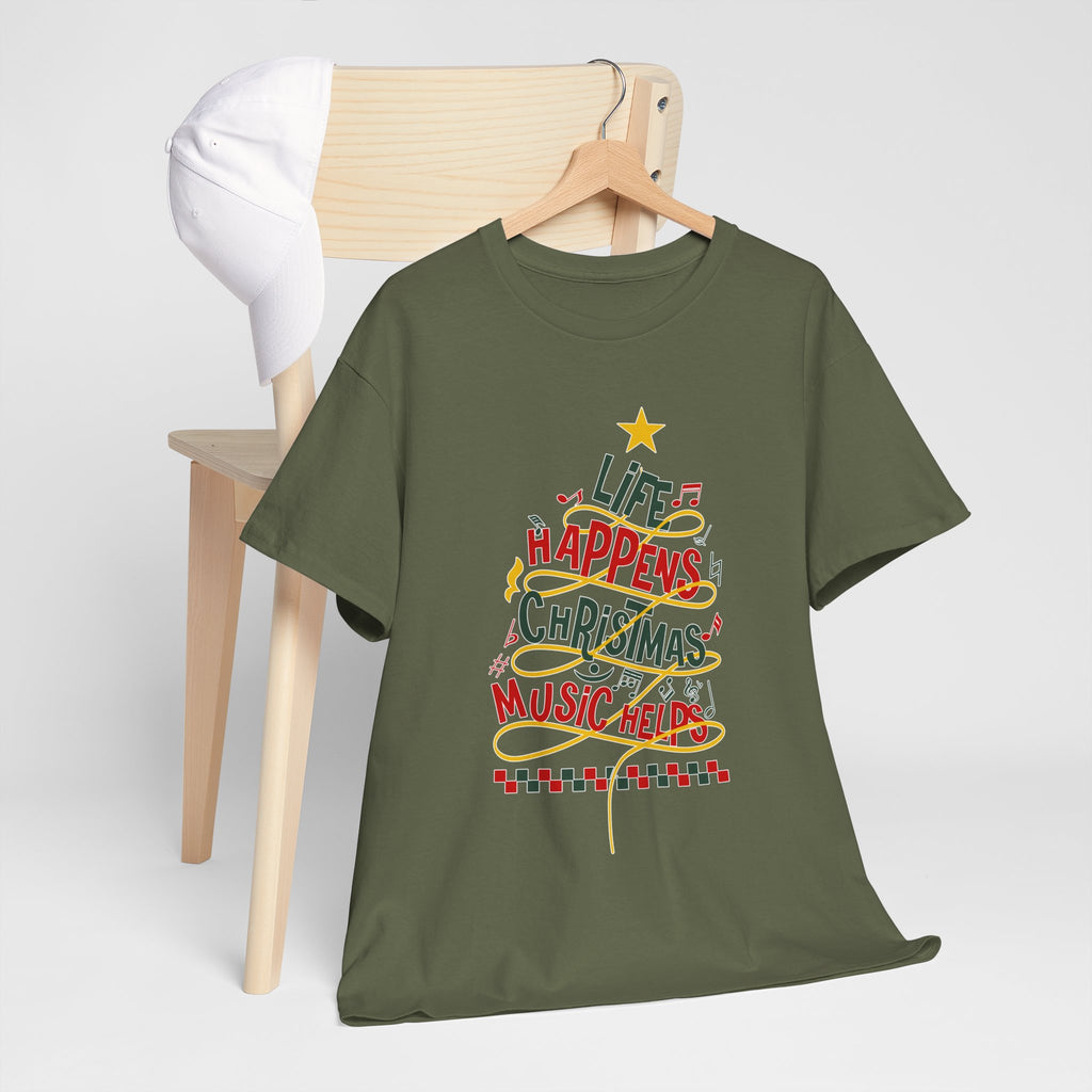 Christmas Tree Words Music Unisex Cotton Tee