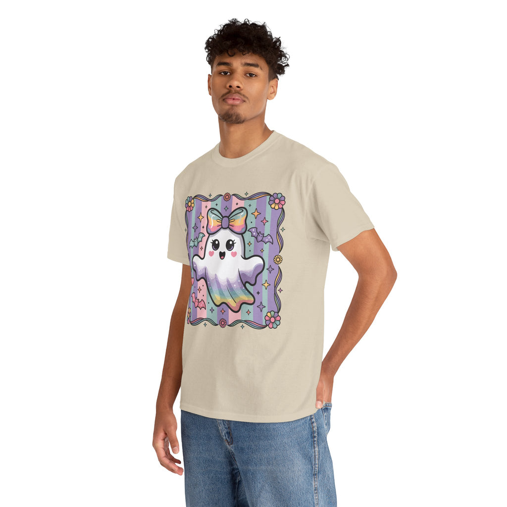 Pastel Ghost Rainbow Bow Unisex Cotton Tee