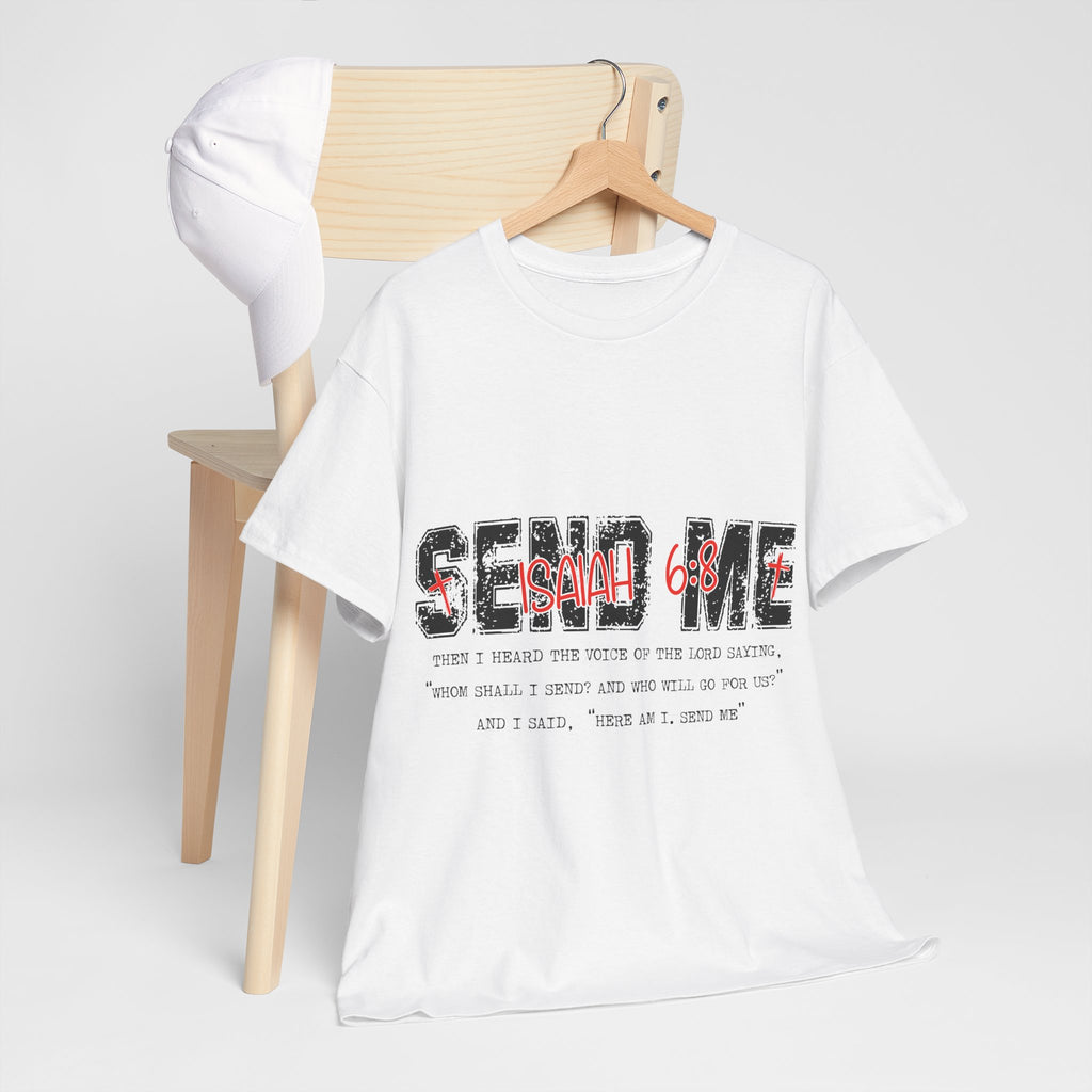 Here I Am Send Me Isaiah 6:8 T-Shirt — Christian Cross Graphic Unisex Cotton Tee