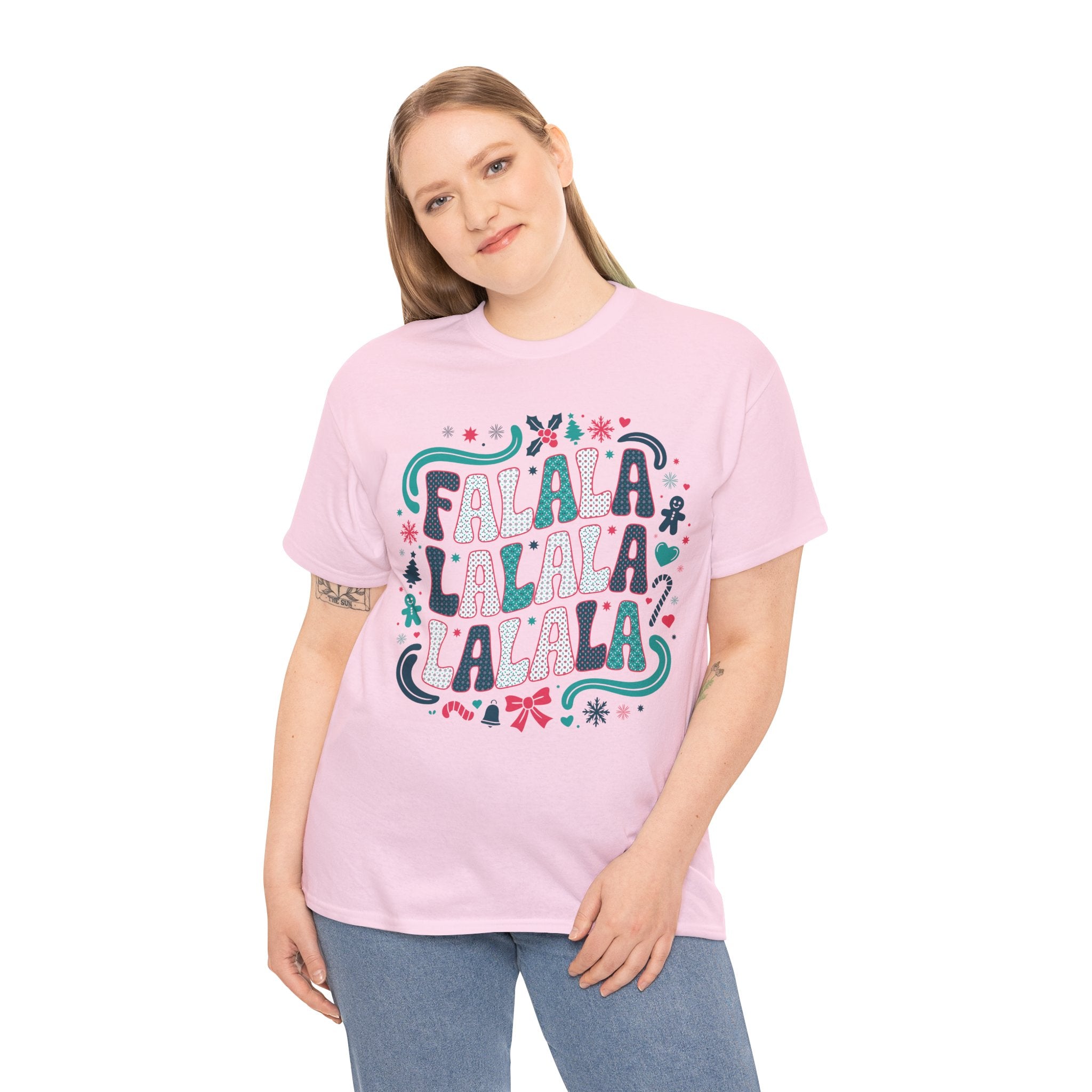 Fa La La La La Christmas T-Shirt — Festive Candy Cane & Gingerbread Holiday Unisex Cotton Tee