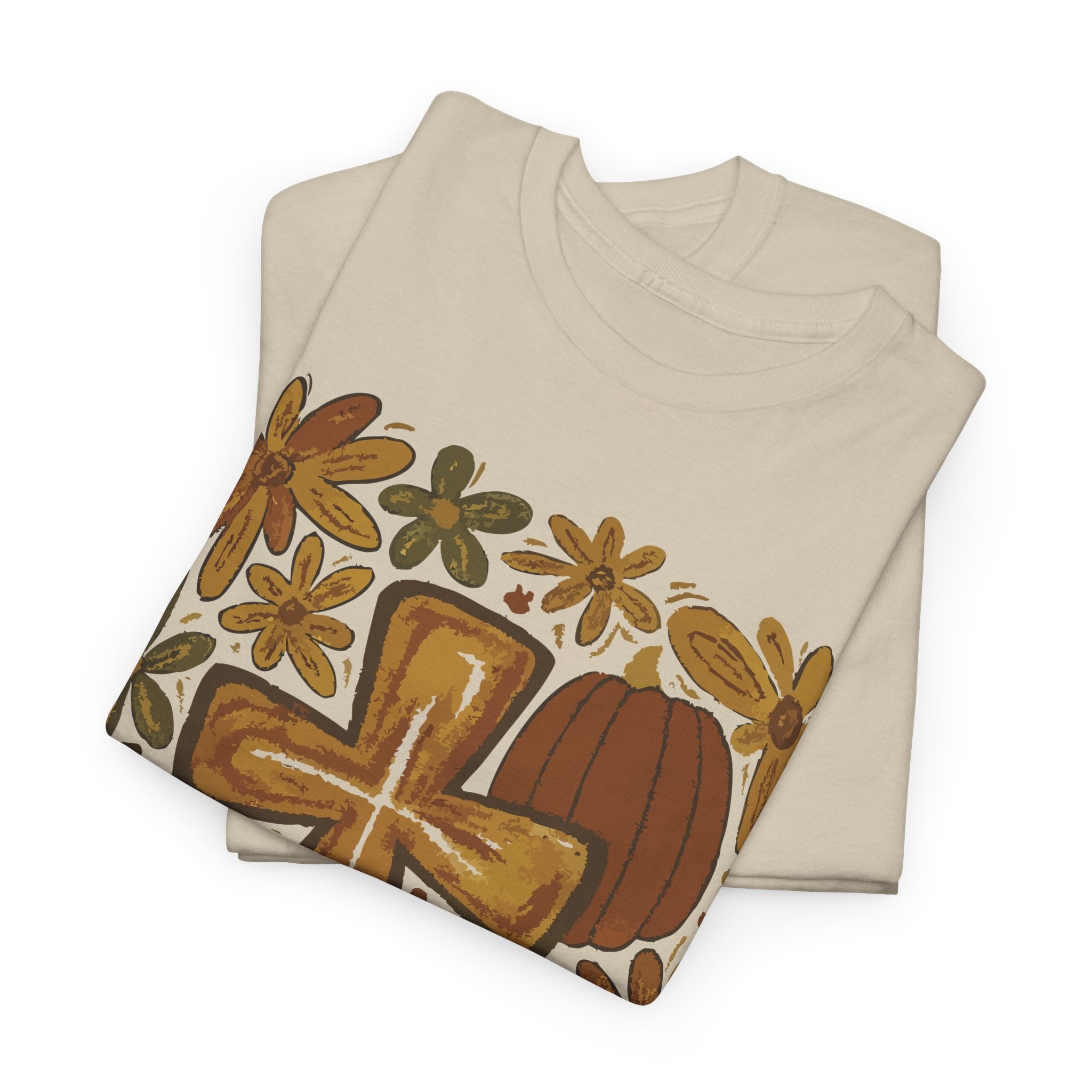 Autumn Cross Tee — Rustic Pumpkin & Fall Floral Christian Unisaex Cotton T-Shirt