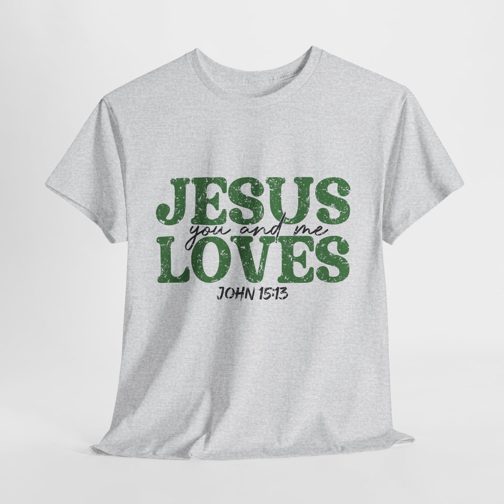 Jesus Loves Vintage Tee — Green Retro Christian Unisex Cotton T-Shirt