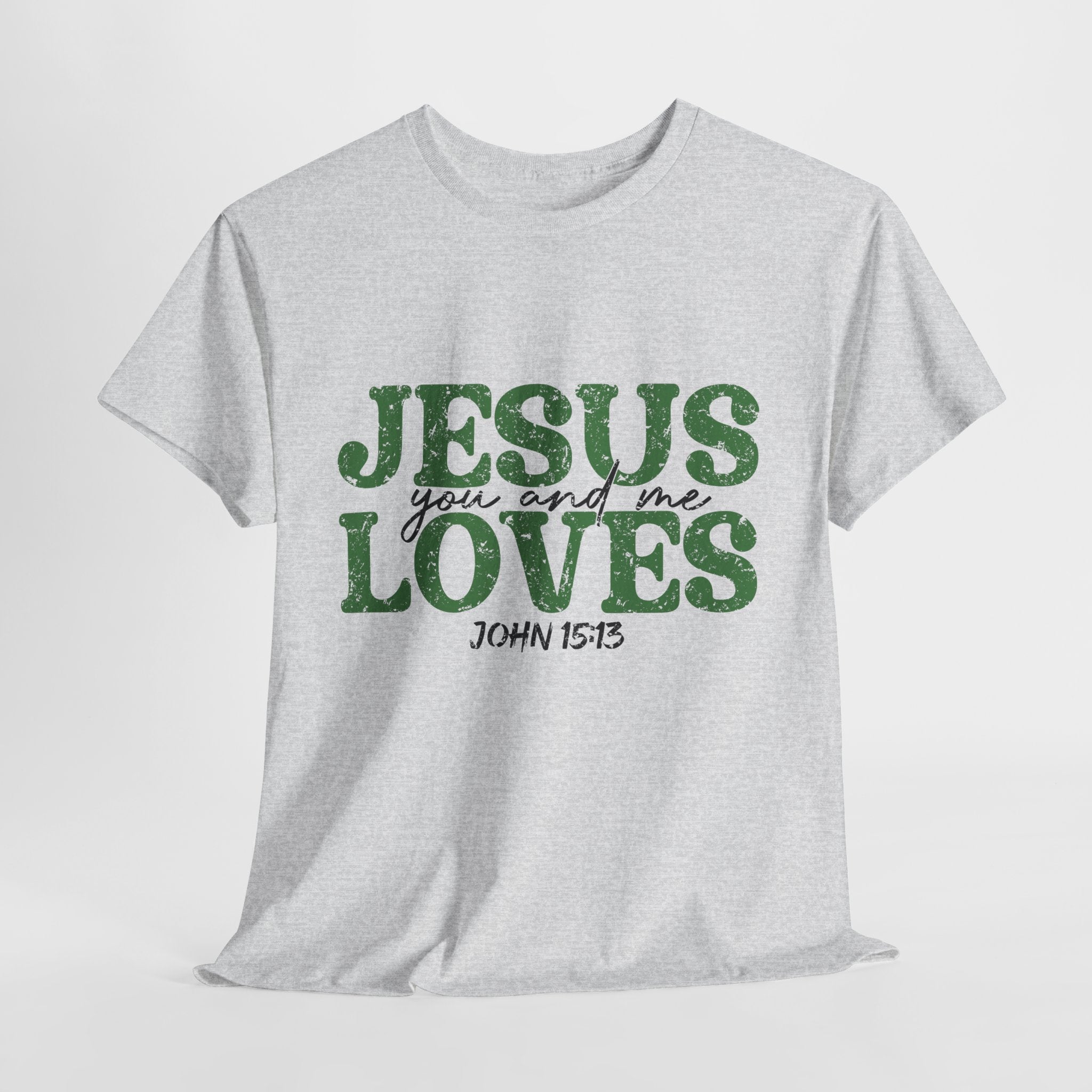 Jesus Loves Vintage Tee — Green Retro Christian Unisex Cotton T-Shirt