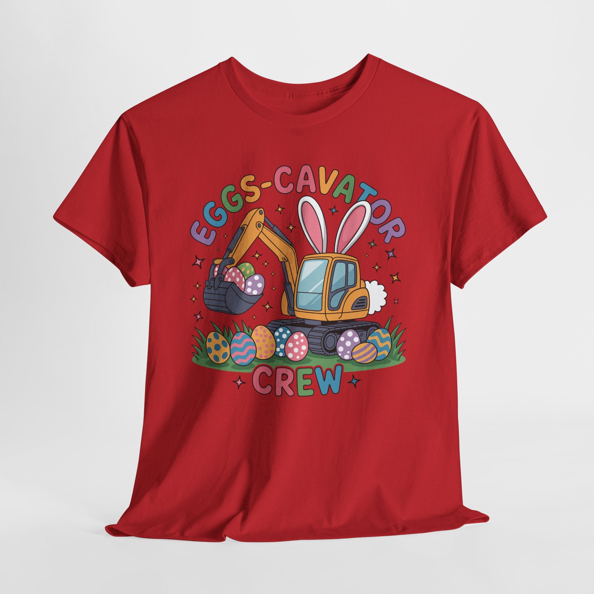 Easter 'Eggs-cavator Crew' Kids Tee — Excavator Bunny & Eggs Unisex Cotton Tee