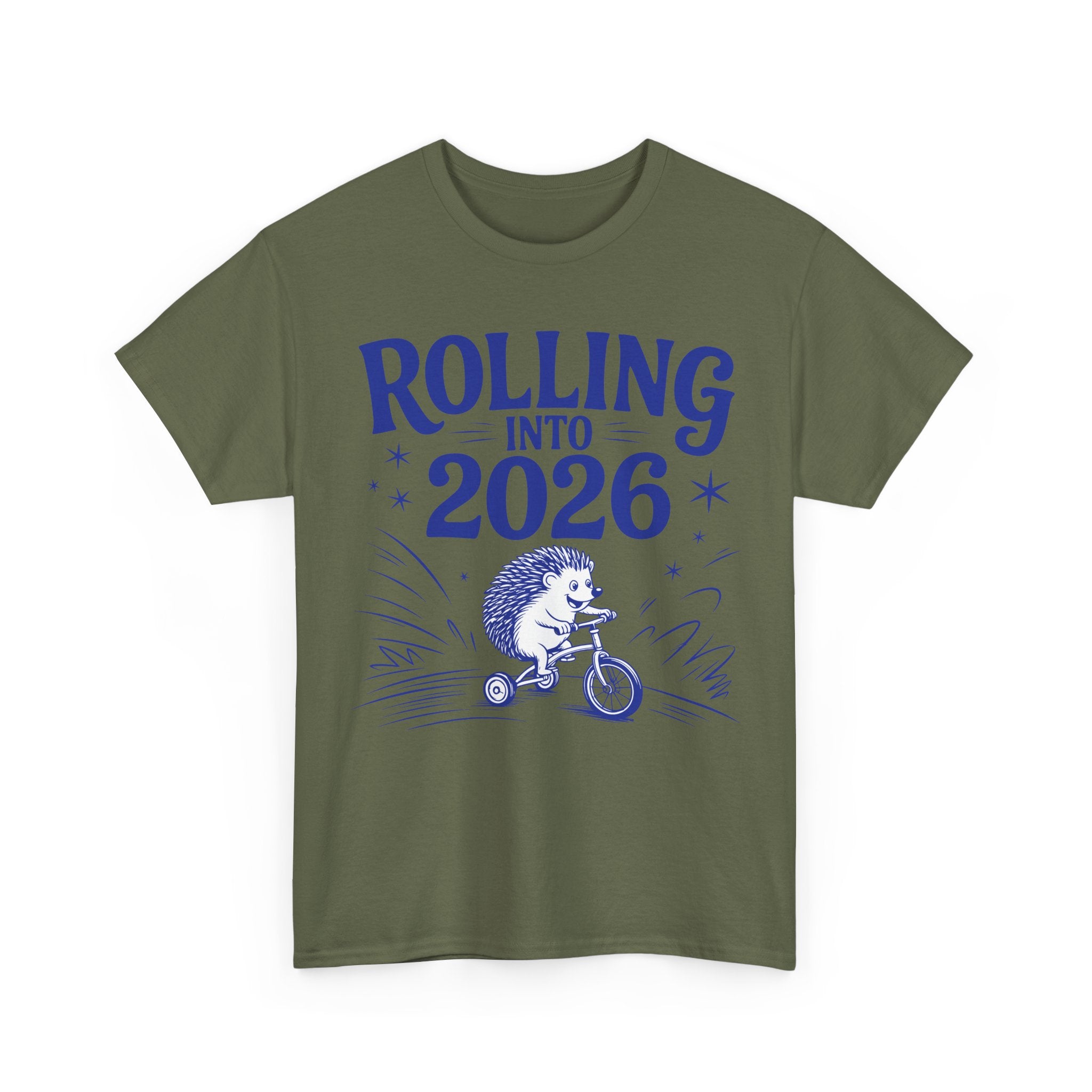 Rolling Into 2026 Hedgehog Tricycle Unisex Cotton Tee