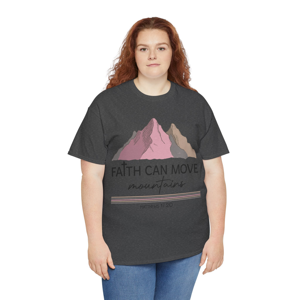 Faith Can Move Mountains Mountain Tee — Pastel Inspirational Christian Unisex Cotton T-Shirt