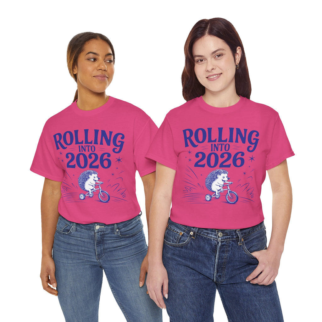Rolling Into 2026 Hedgehog Tricycle Unisex Cotton Tee