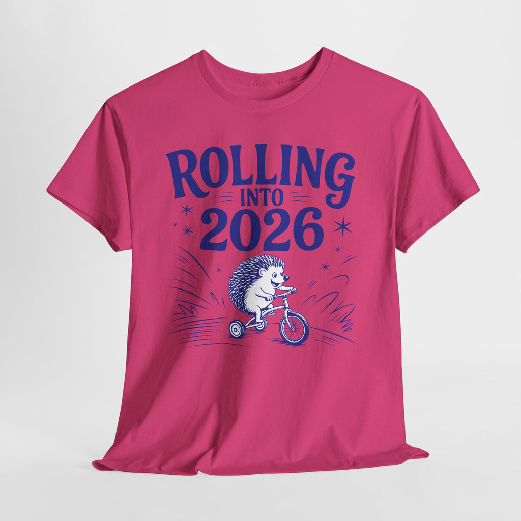 Rolling Into 2026 Hedgehog Tricycle Unisex Cotton Tee