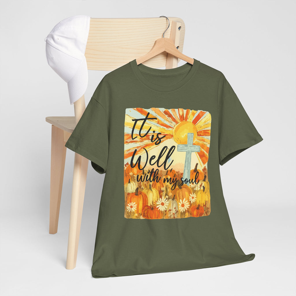 It Is Well With My Soul Pumpkin Sunrise Unisex Cotton T-Shirt