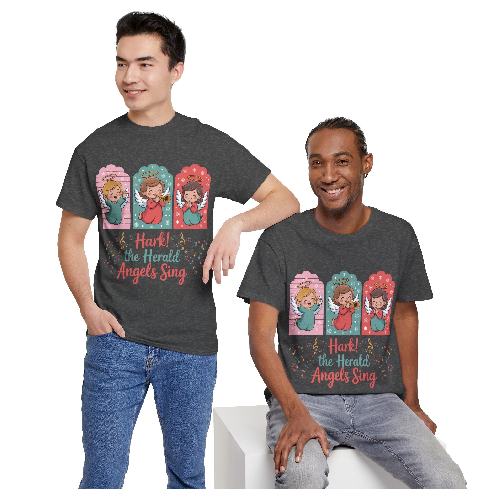Hark! The Herald Angels Sing Tee — Three Singing Angels Christmas Unisex Cotton T-Shirt