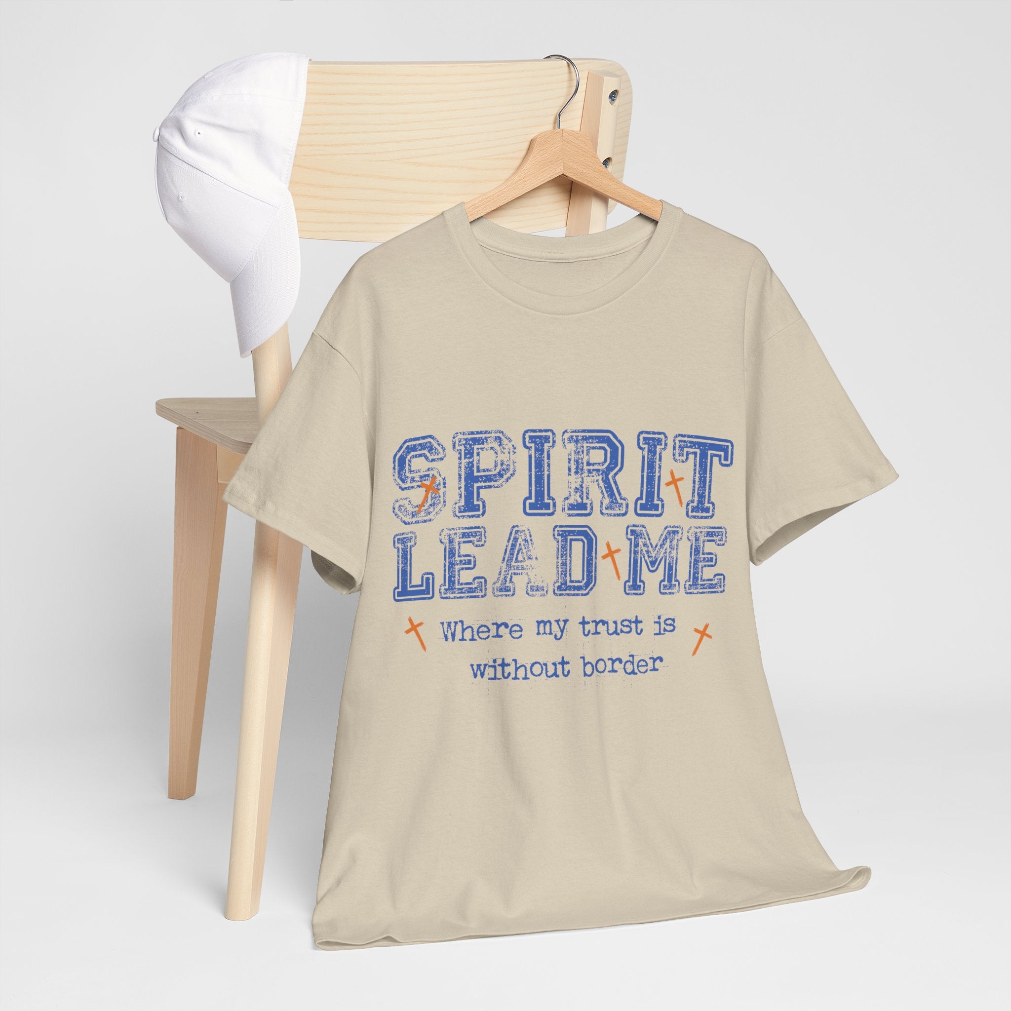 Christian Varsity Tee — “Spirit Lead Me — Where My Trust Is Without Border”. Unisex Cotton Tee