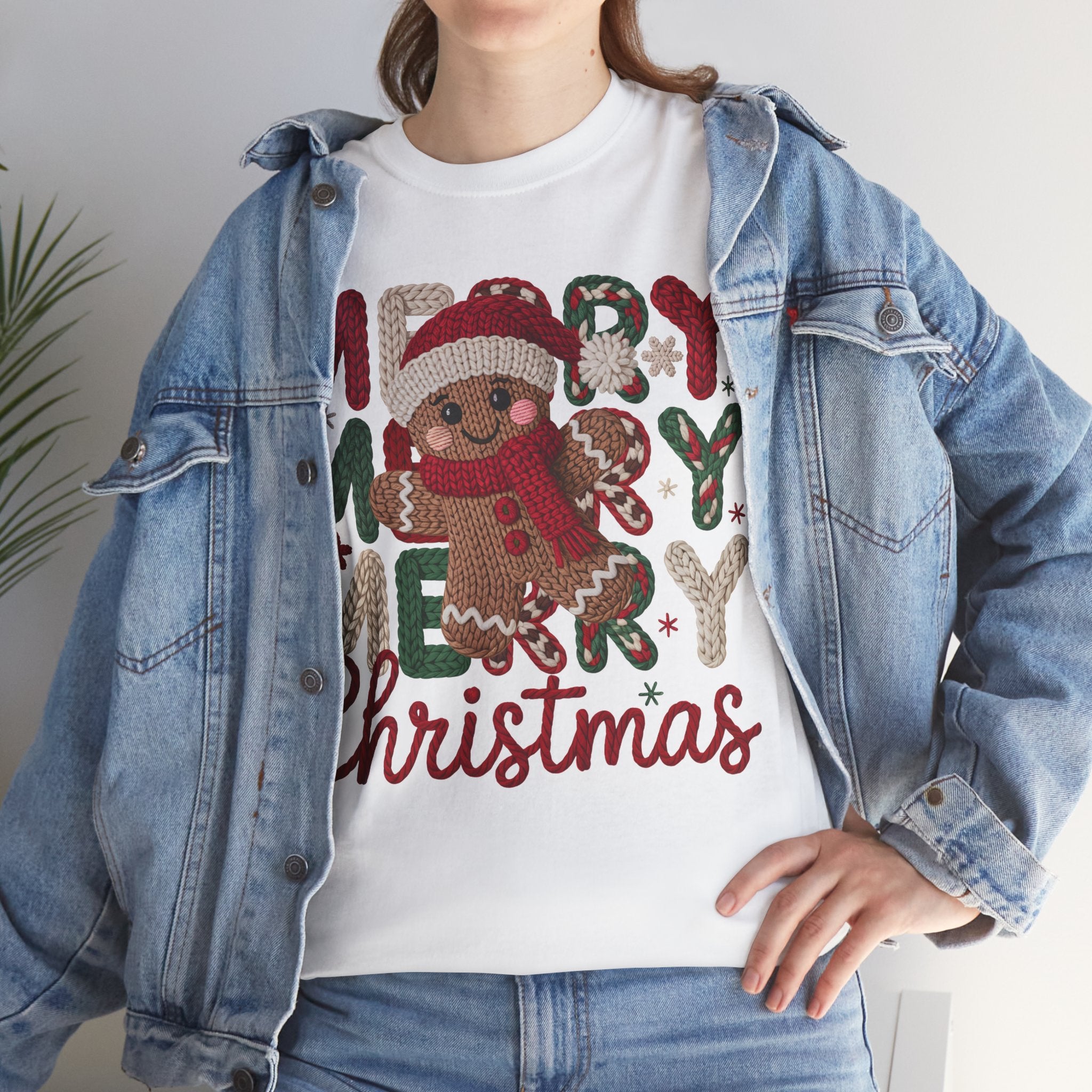 Merry Merry Merry Christmas Gingerbread Unisex Cotton Tee