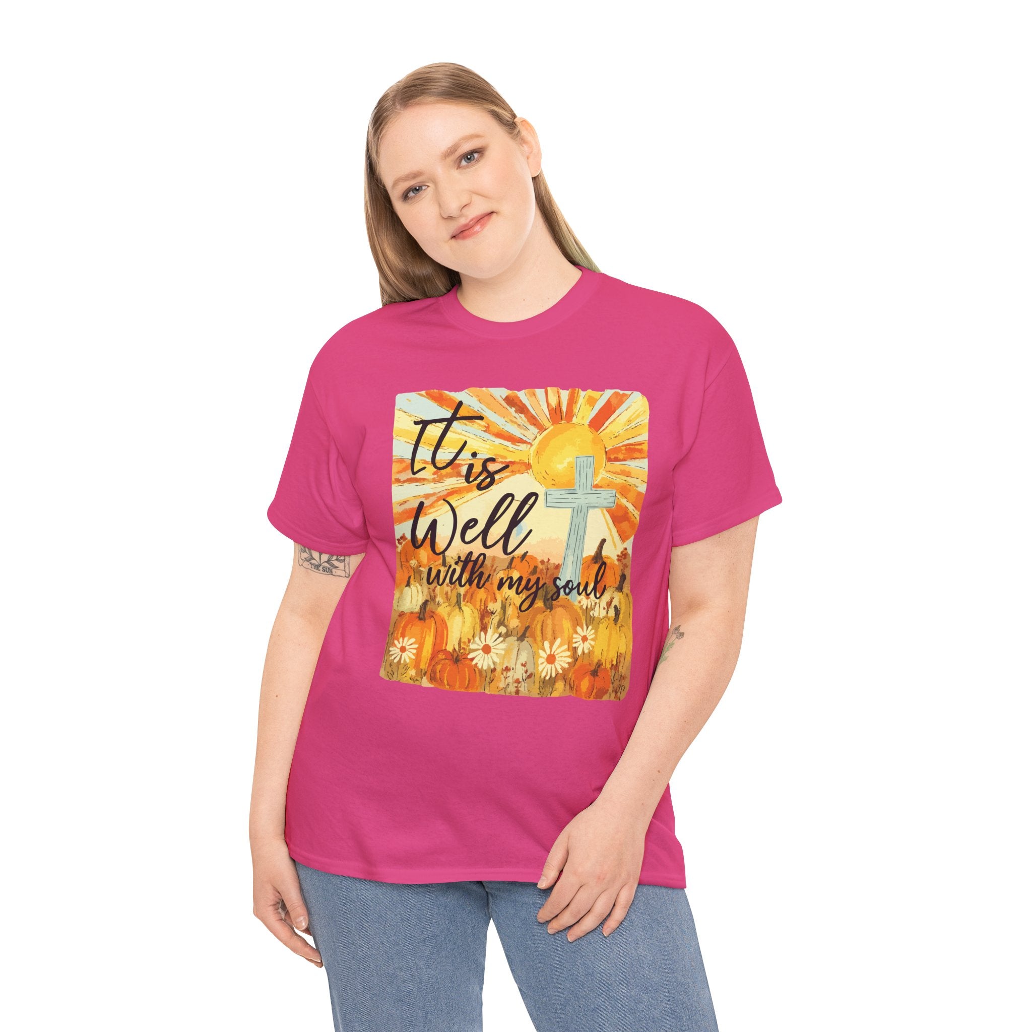 It Is Well With My Soul Pumpkin Sunrise Unisex Cotton T-Shirt