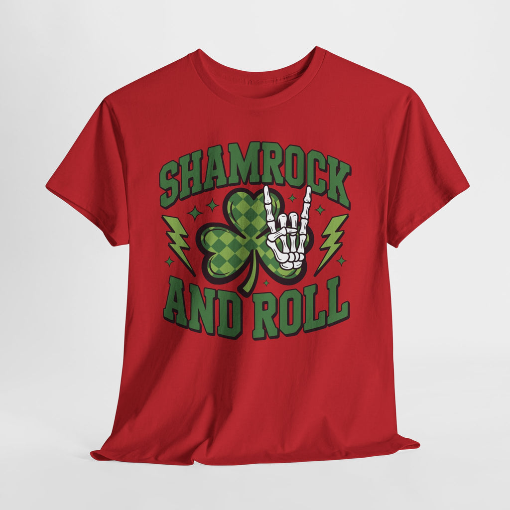Shamrock and Roll Tee — Skeleton Hand & Lightning St. Patrick’s Rock Unisex Cotton Shirt
