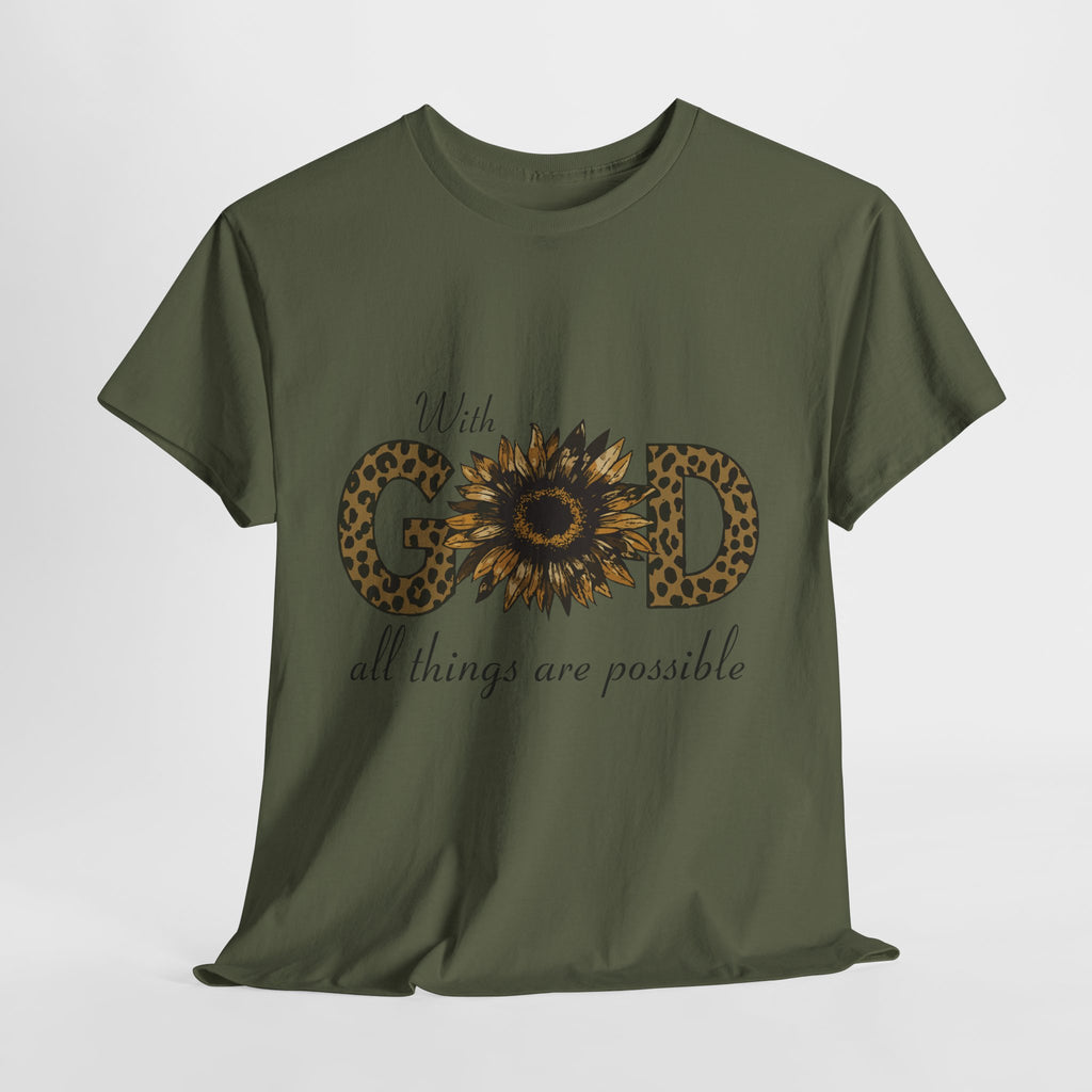 GOD Leopard Print Sunflower Unisex Cotton Tee
