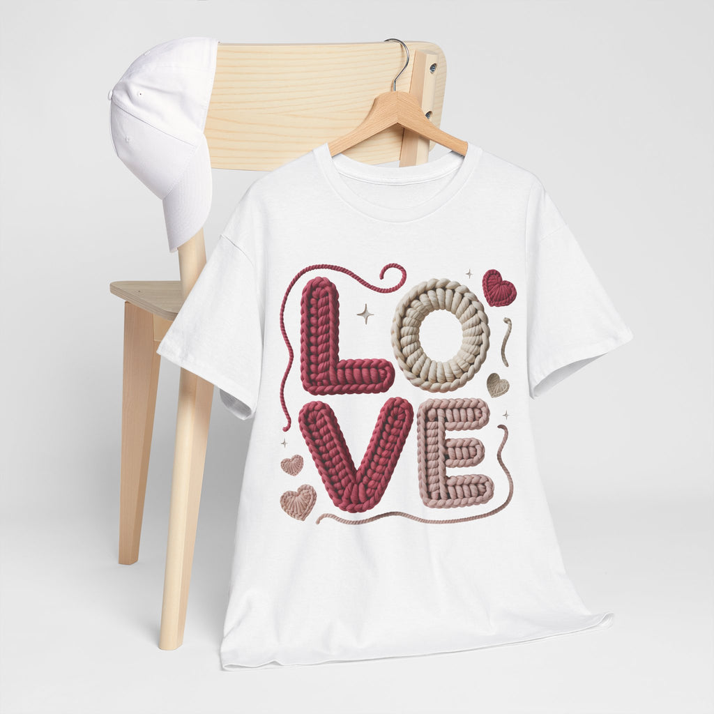 LOVE Faux Yarn Heart Unisex Cotton Tee