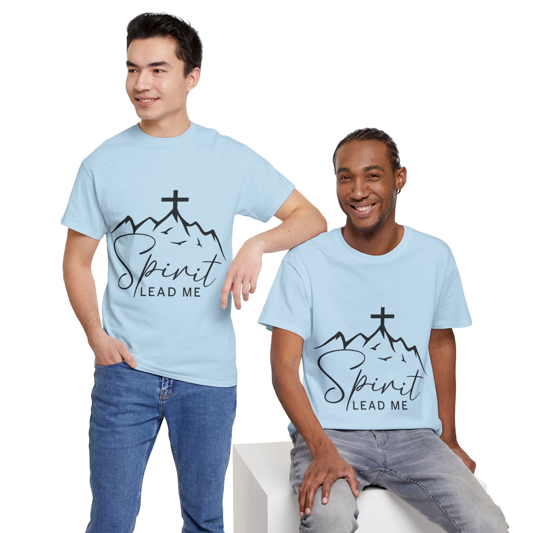 Spirit Lead Me Christian T‑Shirt — Minimalist Cross Unisex Cotton Tee