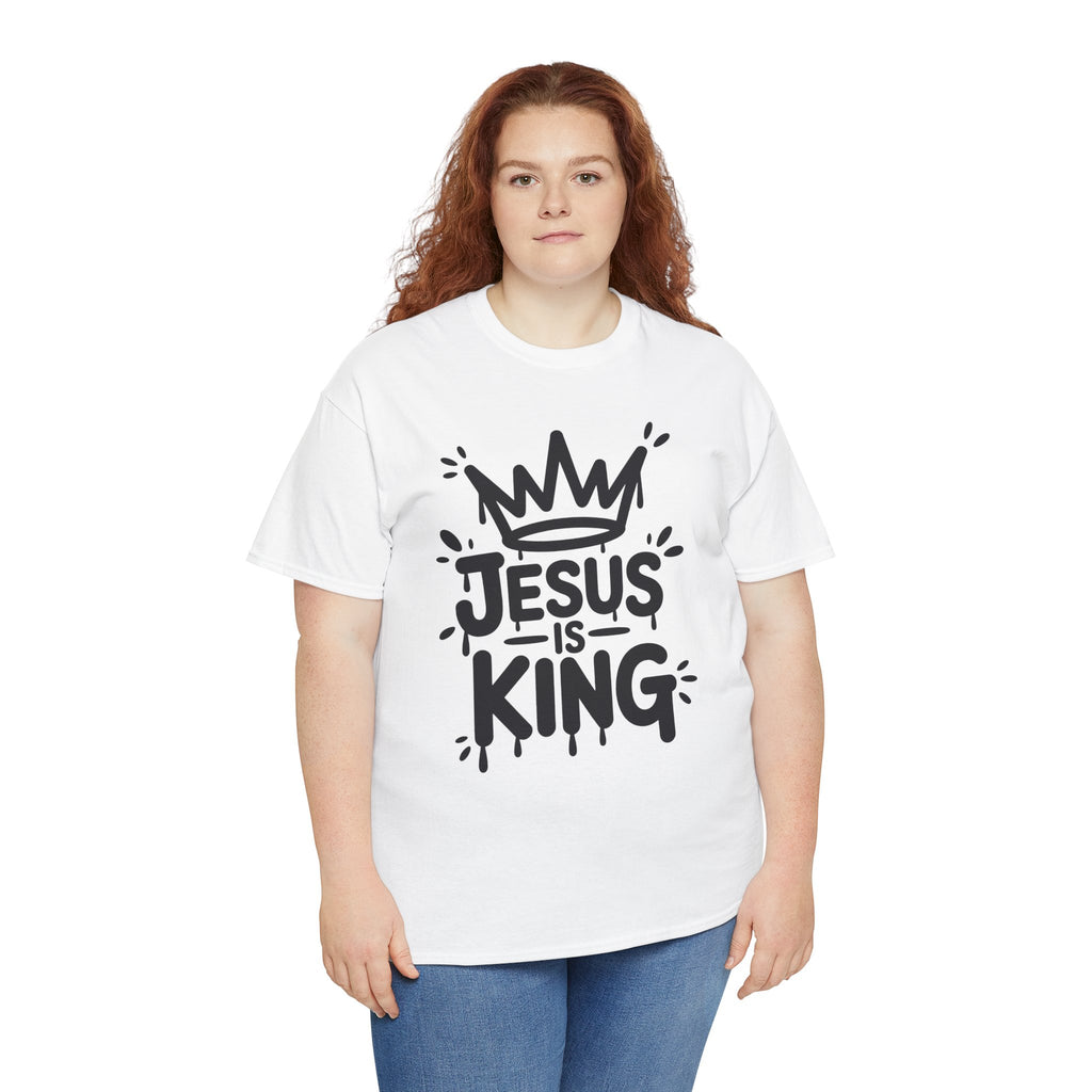 Jesus Is King Crown T-Shirt — Minimalist Christian Unisex Cotton Tee