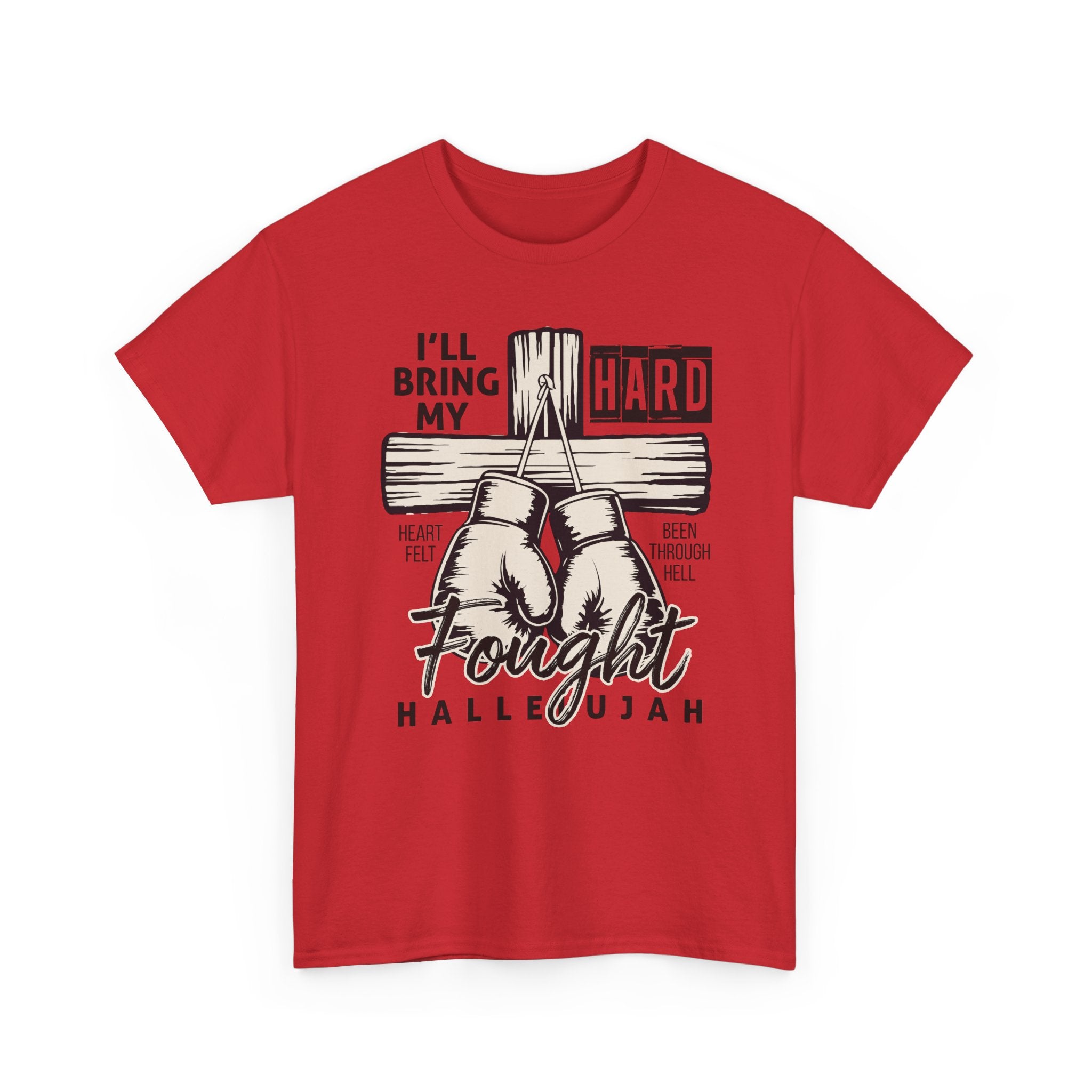 Christian Boxing Gloves Cross Tee — "I’ll Bring My Hard-Fought Heart."Unisex Cotton Tee