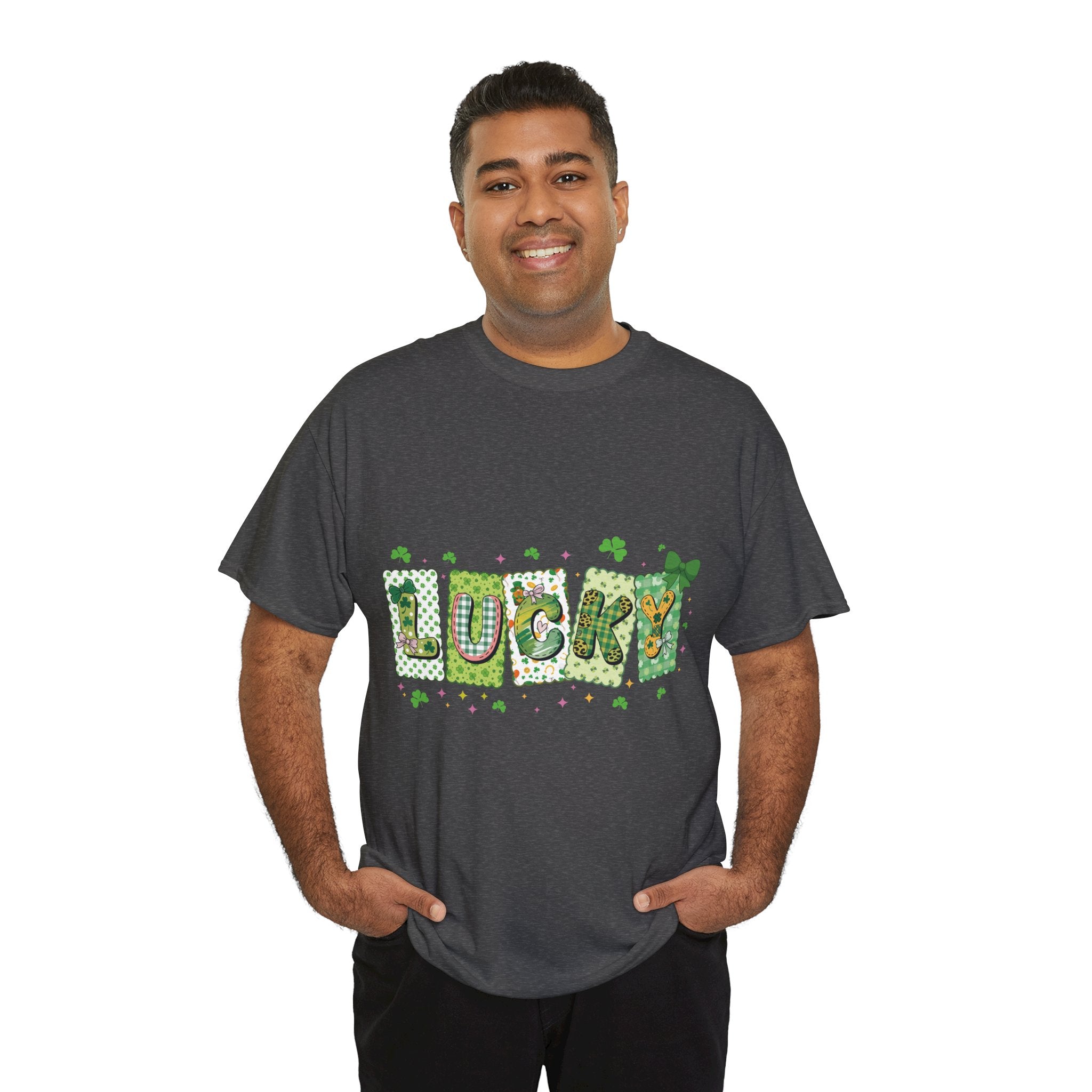 Lucky Patchwork Plaid Clover Tee — St. Patrick’s Day Unisex Cotton T-Shirt