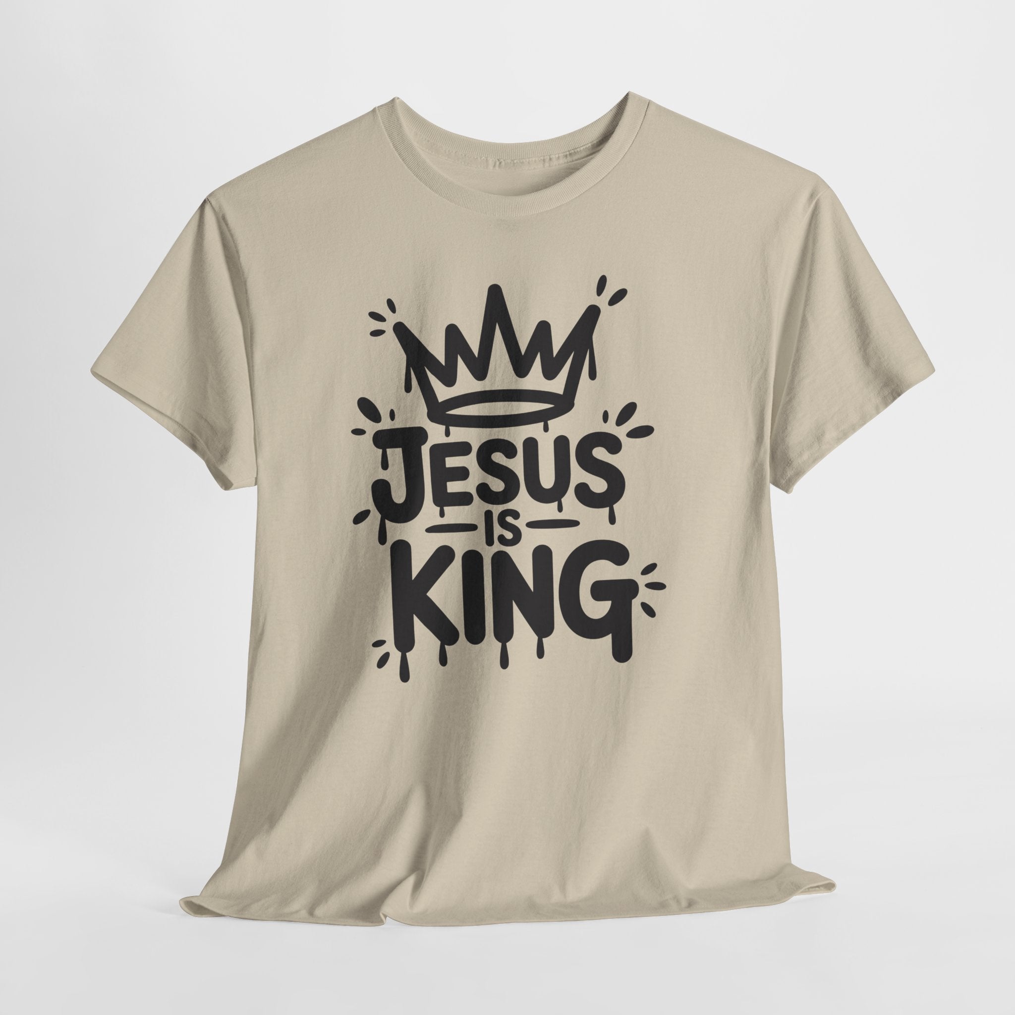 Jesus Is King Crown T-Shirt — Minimalist Christian Unisex Cotton Tee