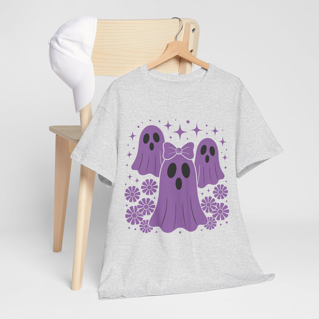 Purple Ghost Halloween Unisex Cotton Tee