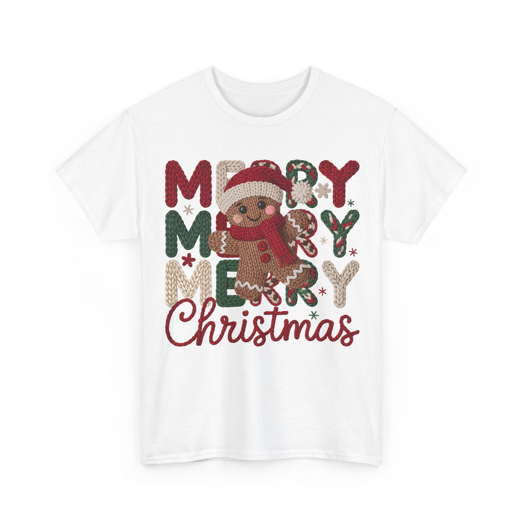 Merry Merry Merry Christmas Gingerbread Unisex Cotton Tee