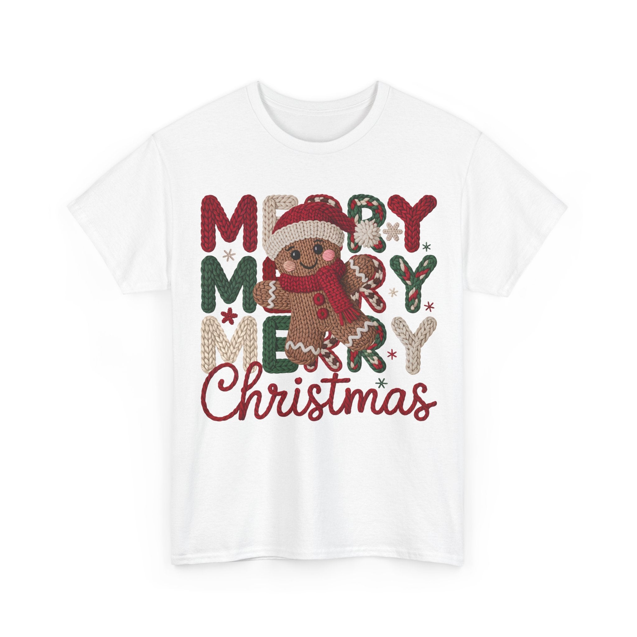 Merry Merry Merry Christmas Gingerbread Unisex Cotton Tee