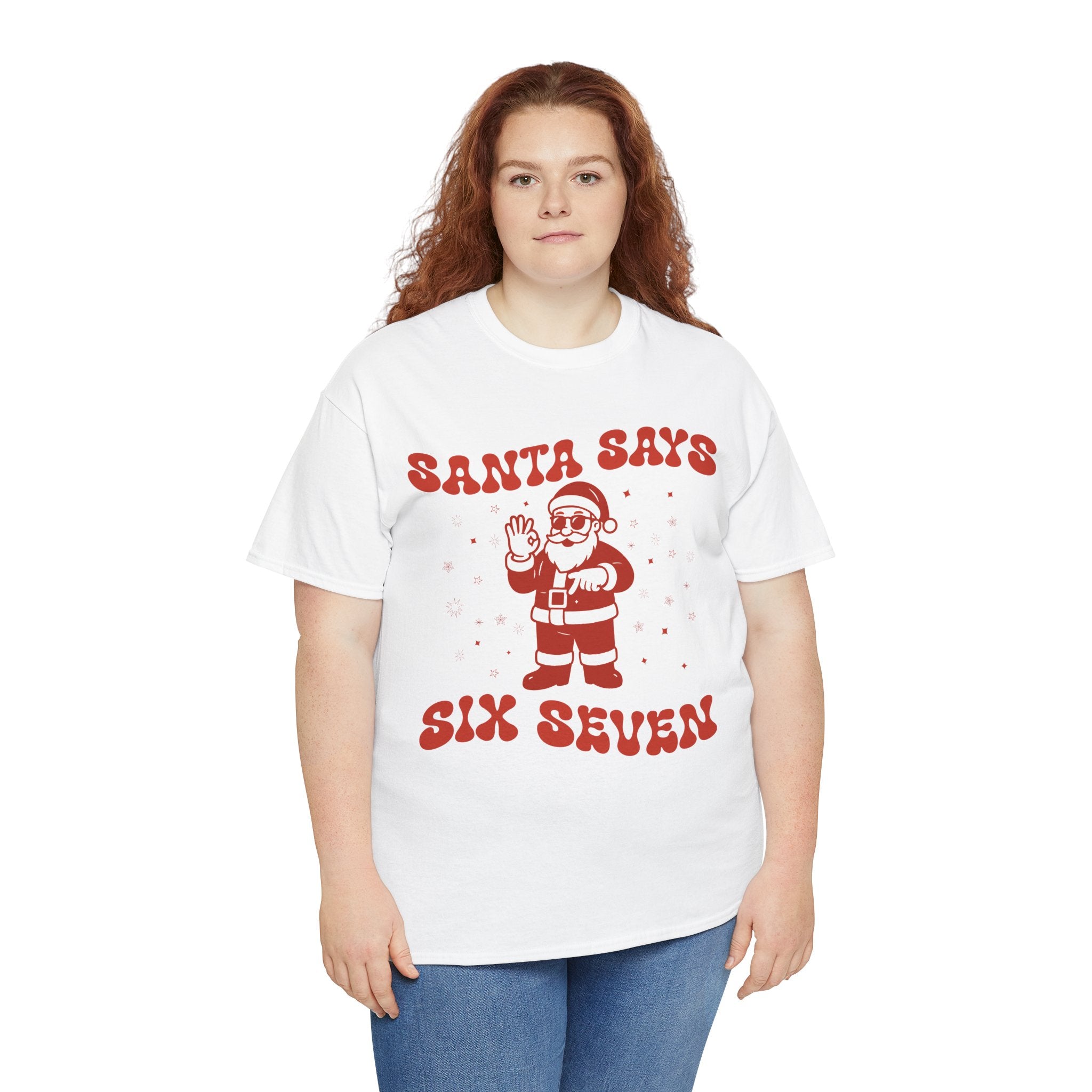 Retro 'Santa Says Six Seven' Christmas Unisex Cotton Tee