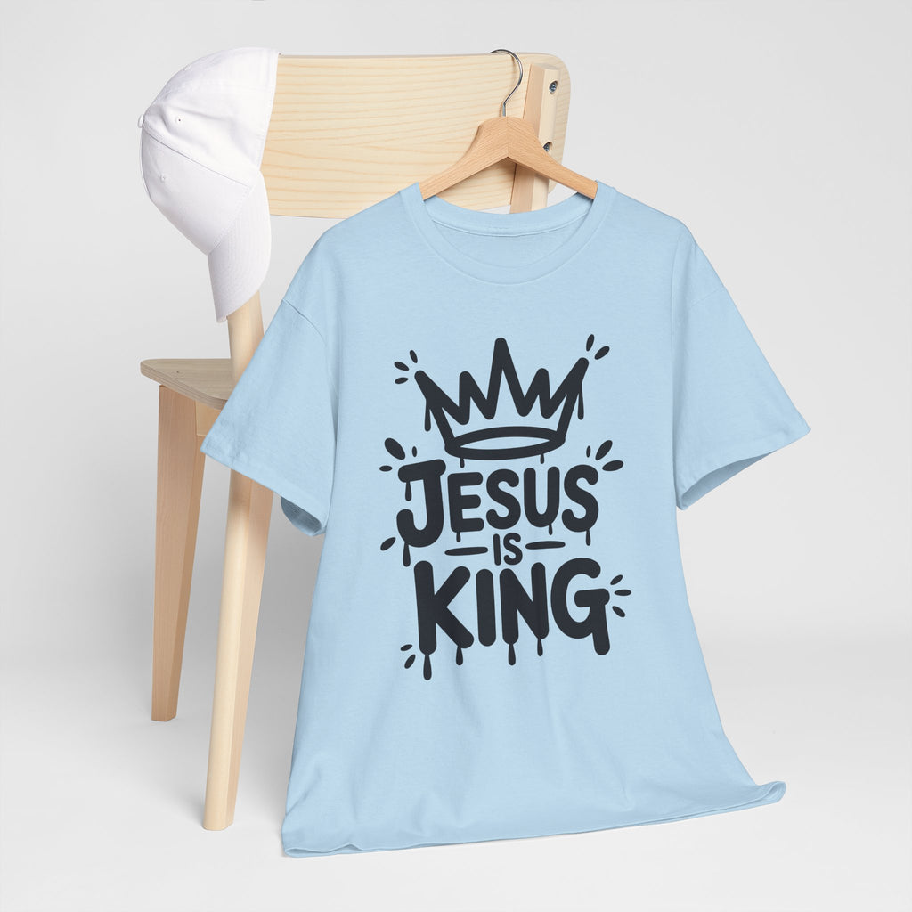 Jesus Is King Crown T-Shirt — Minimalist Christian Unisex Cotton Tee