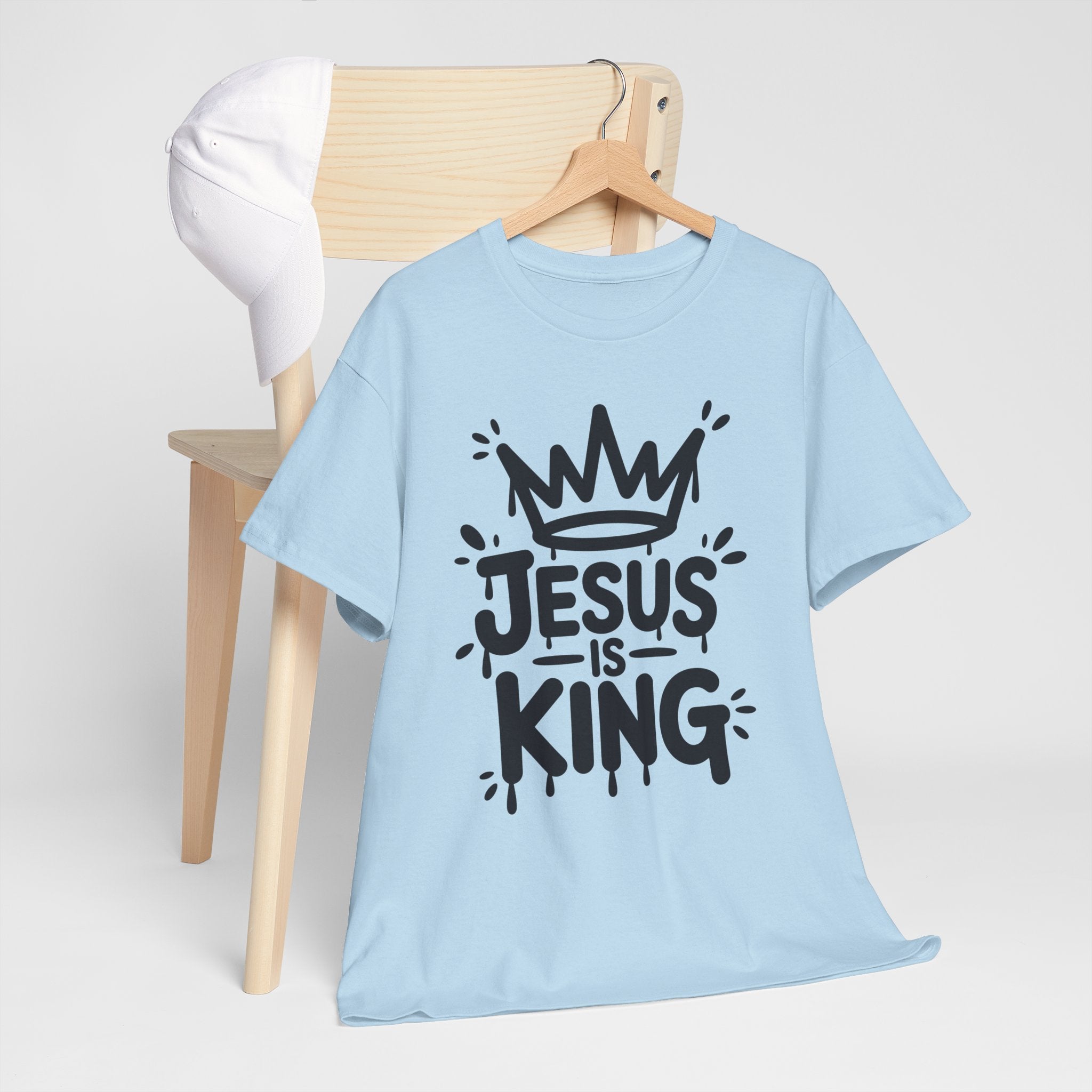 Jesus Is King Crown T-Shirt — Minimalist Christian Unisex Cotton Tee
