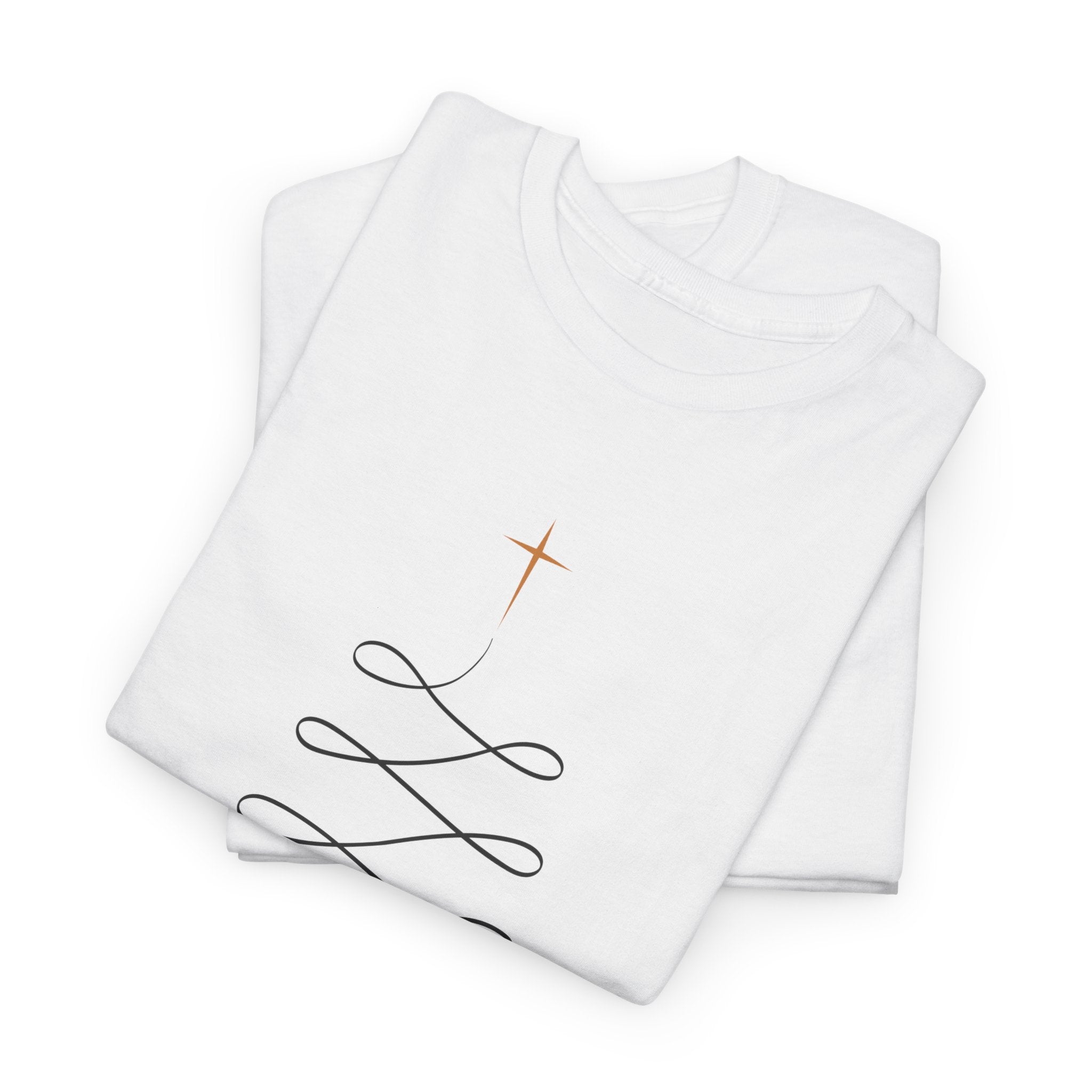 Merry Christmas Gold Cross Tree Unisex Cotton Tee