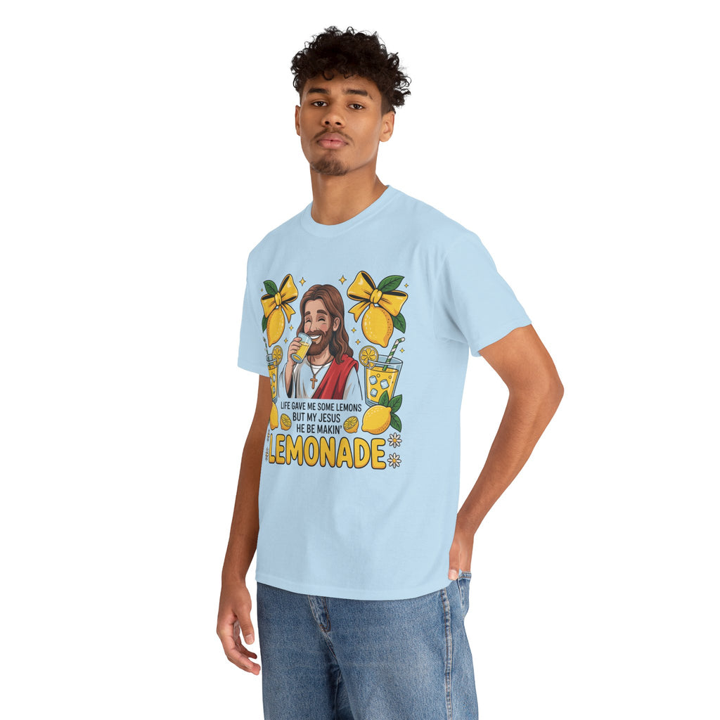 Jesus Drinking Lemonade T-Shirt — "Life Gave Me Some Lemons" Christian Unisex Cotton Tee