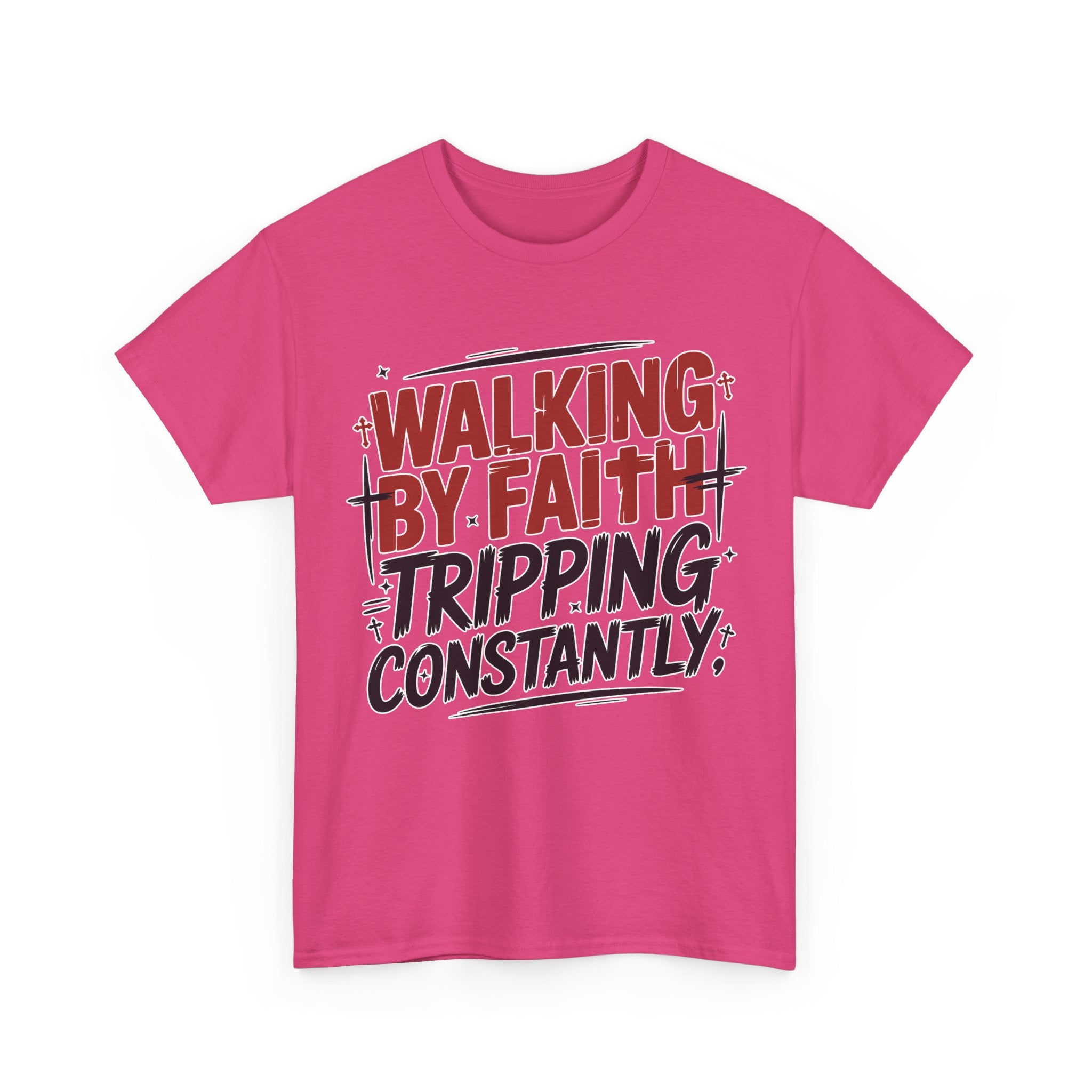 Walking by Faith, Tripping Constantly Unisex Cotton T-Shirt