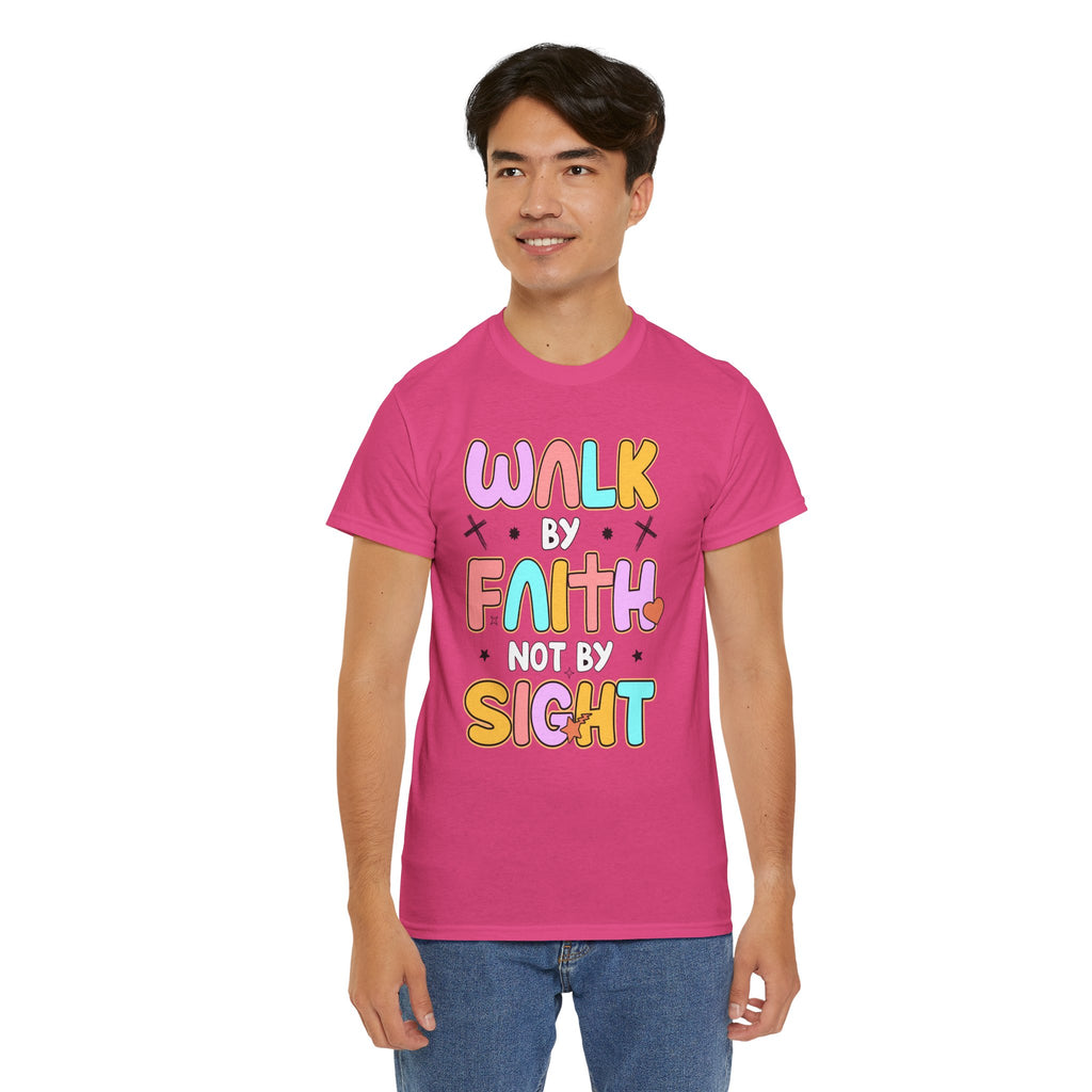 Walk by Faith Not by Sight T-Shirt — Pastel Christian Faith Unisex Cotton Tee