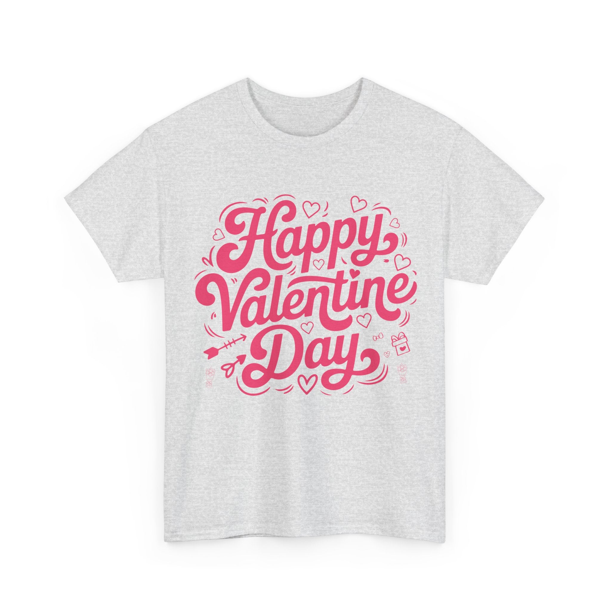 Happy Valentine Day Tee — Pink Heart & Love Icons Valentine's Unisex Cotton Shirt
