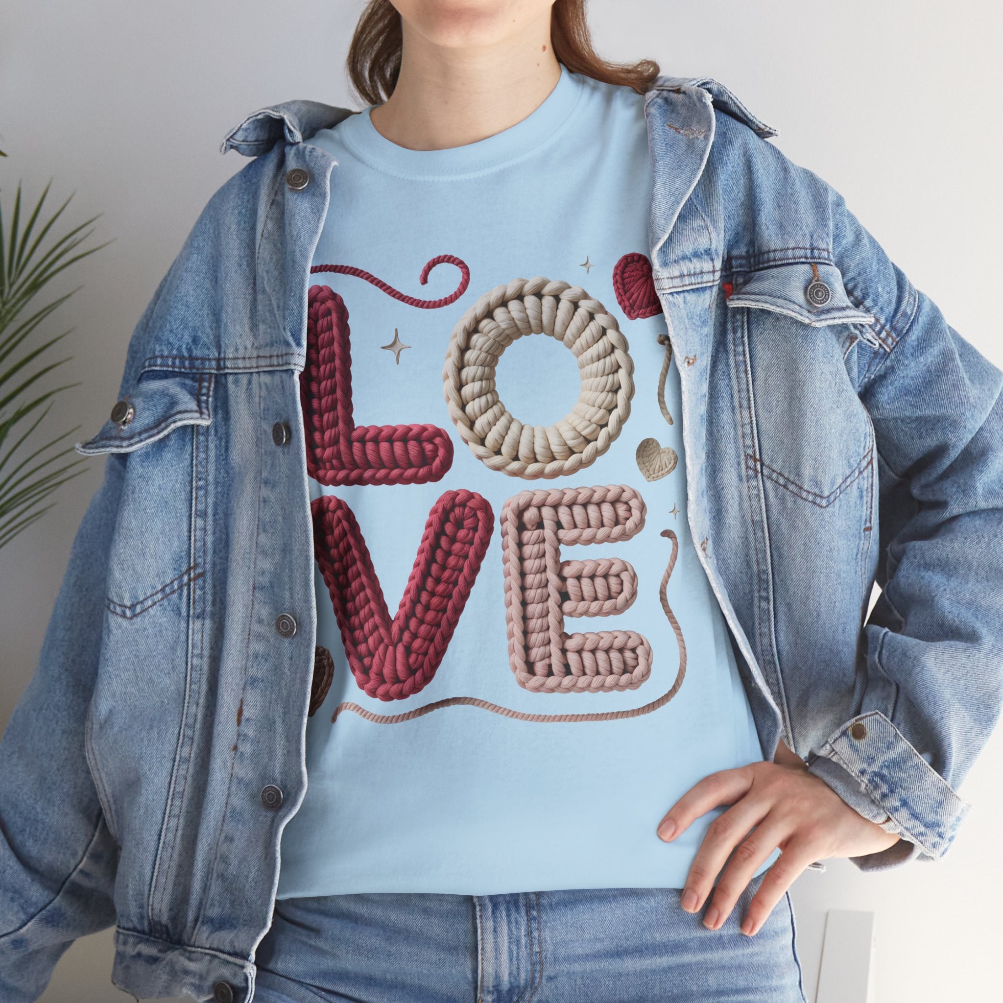 LOVE Faux Yarn Heart Unisex Cotton Tee