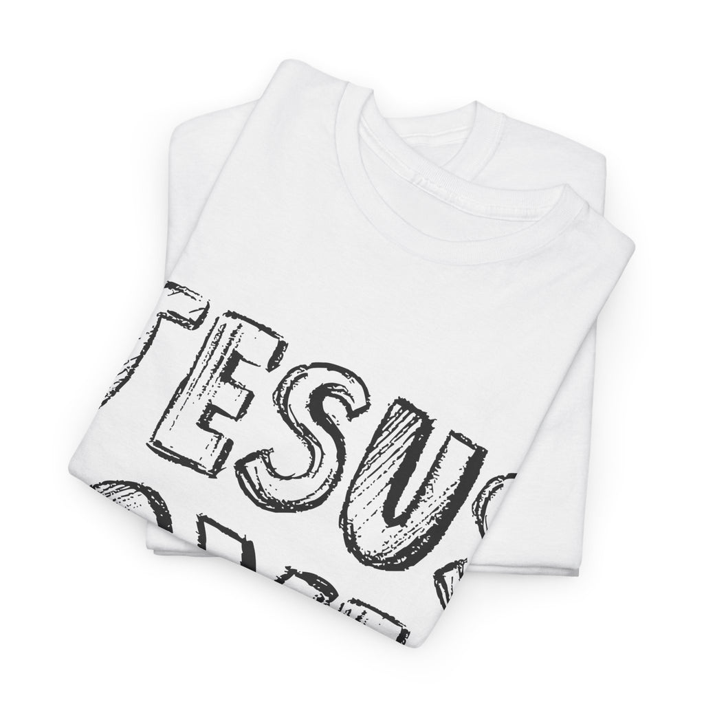 Jesus Loves You Chalk-Style Tee — Crosses & Stars Christian UNisex Cotton T-Shirt