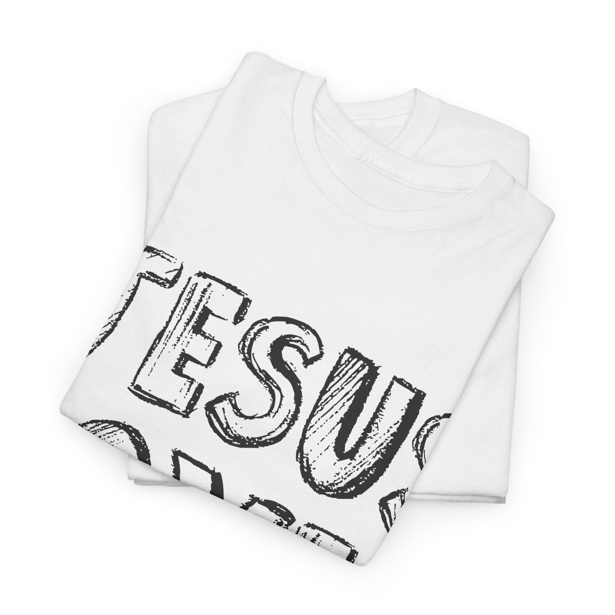 Jesus Loves You Chalk-Style Tee — Crosses & Stars Christian UNisex Cotton T-Shirt