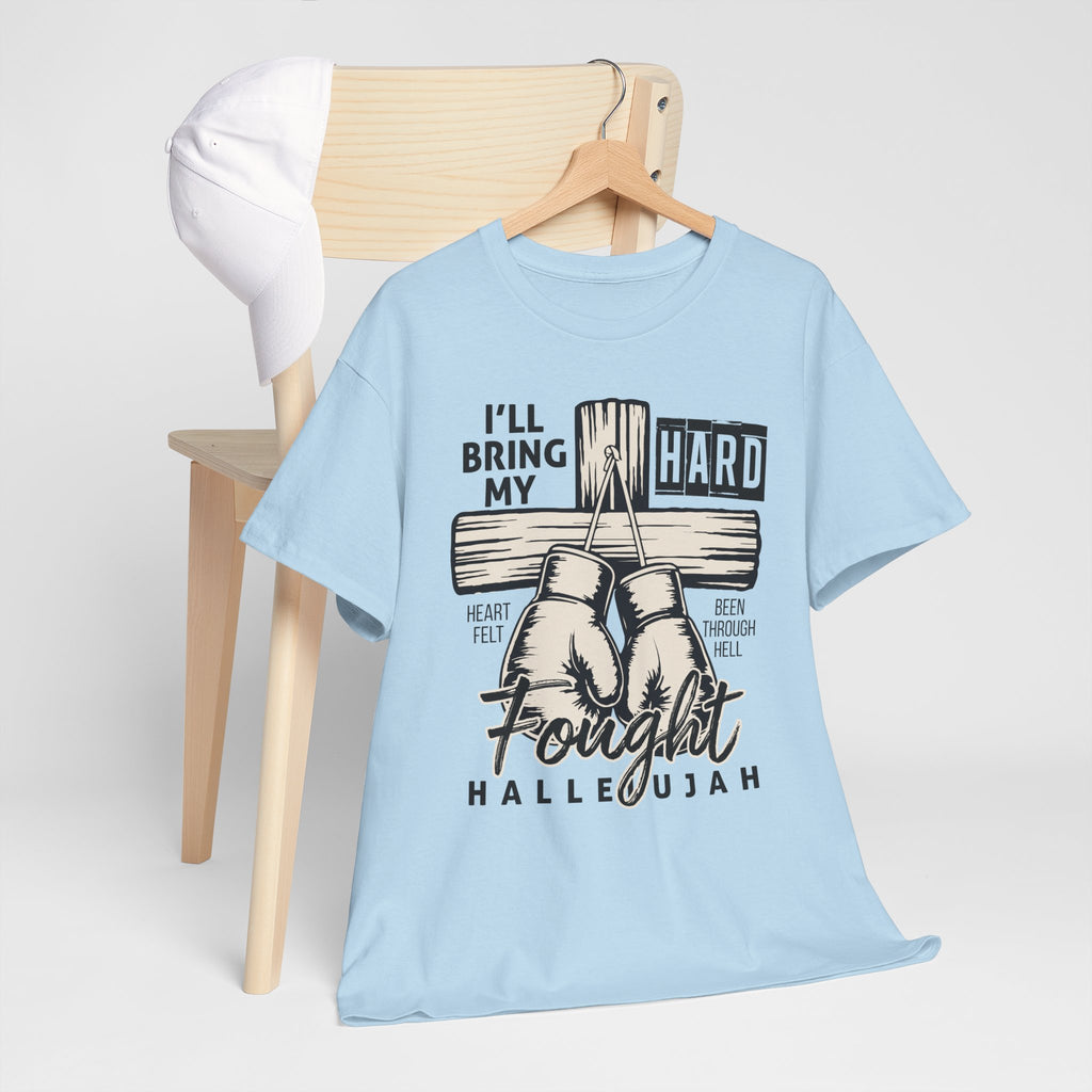 Christian Boxing Gloves Cross Tee — "I’ll Bring My Hard-Fought Heart."Unisex Cotton Tee