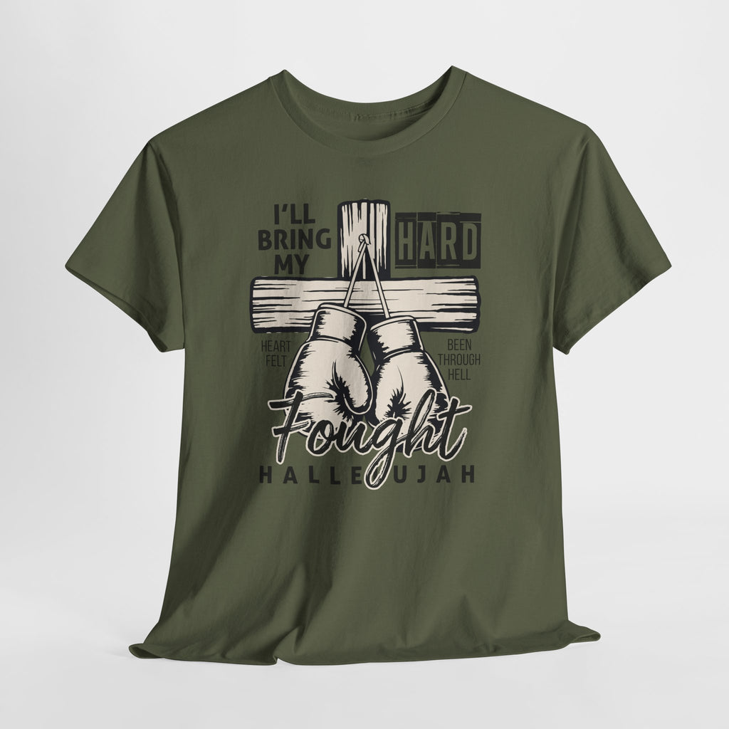 Christian Boxing Gloves Cross Tee — "I’ll Bring My Hard-Fought Heart."Unisex Cotton Tee