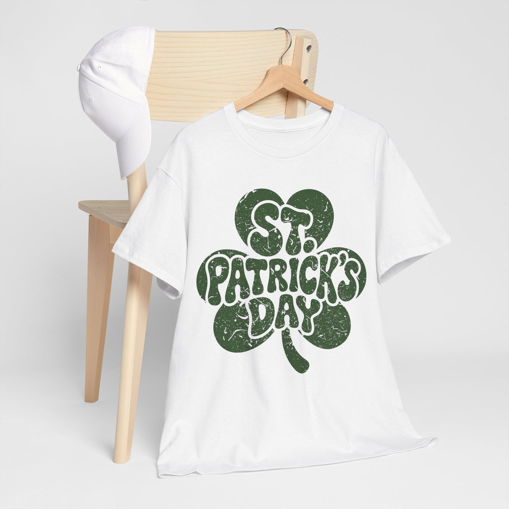 St. Patrick's Day Shamrock Tee — Retro Bubble Lettering Unisex Cotton Tee
